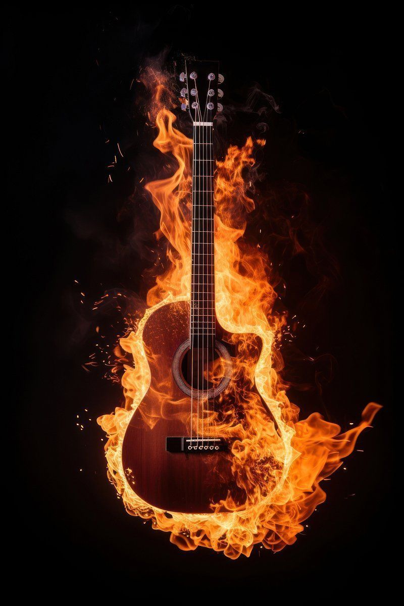 800x1200 Fire Guitar Image Wallpaper