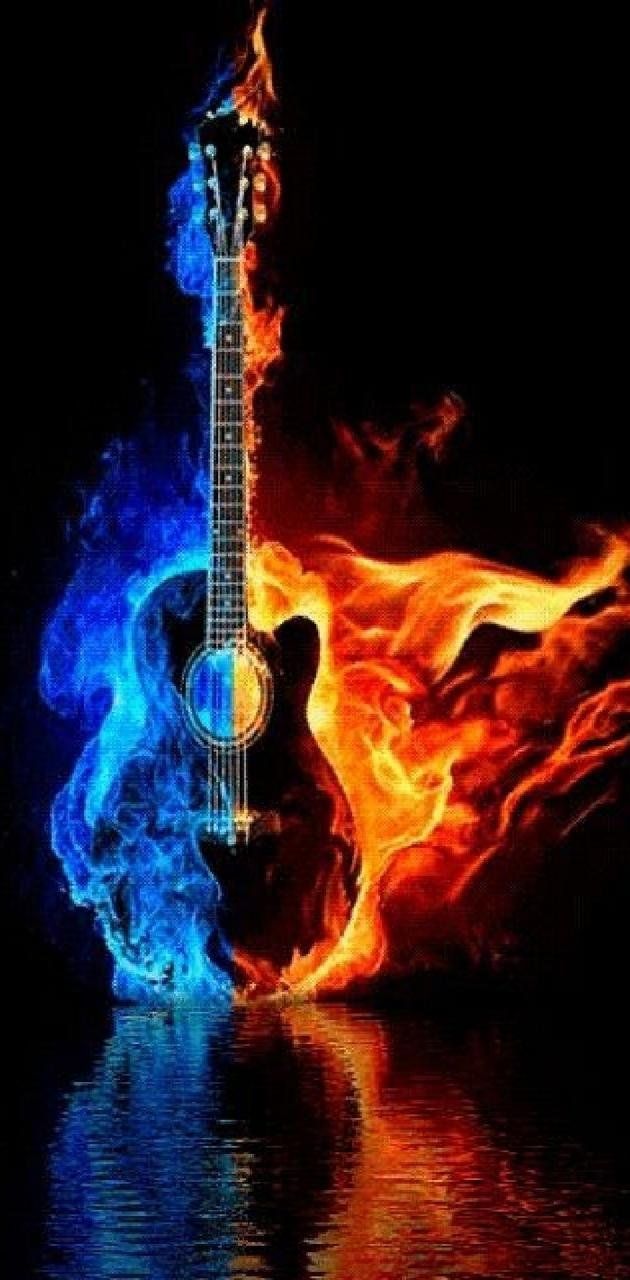 630x1280 Flame guitar Wallpaper Download