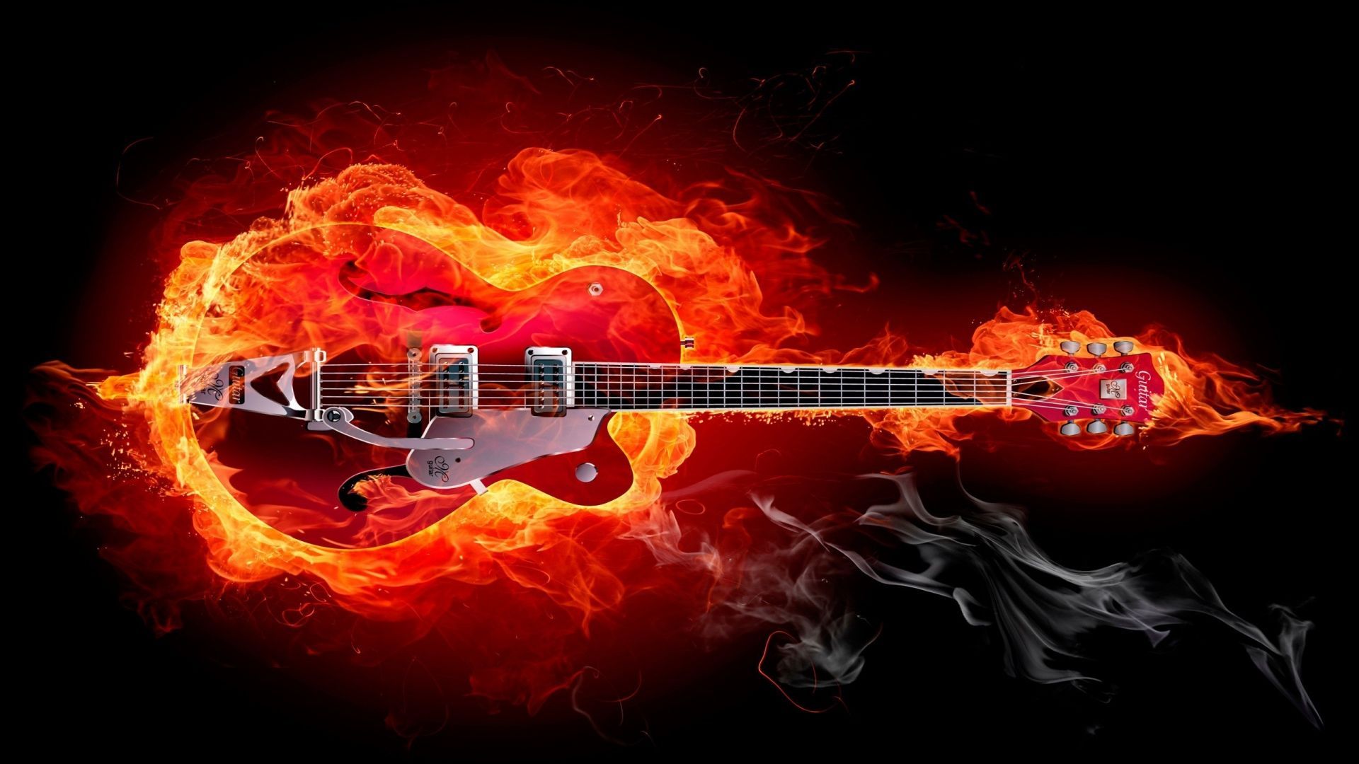 1920x1080 Fire Guitar 1920 x 1080 HDTV 1080p Wallpaper