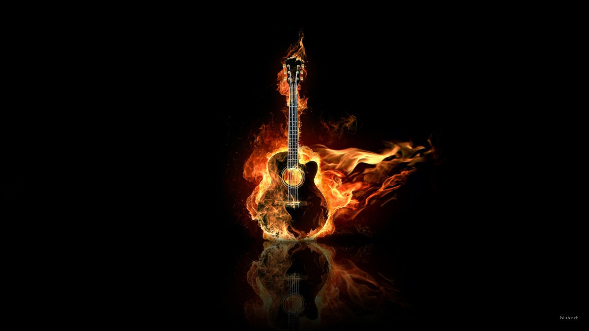 1920x1080 Entertainment music guitars strings musical instuments fire flames wallpaperx1080