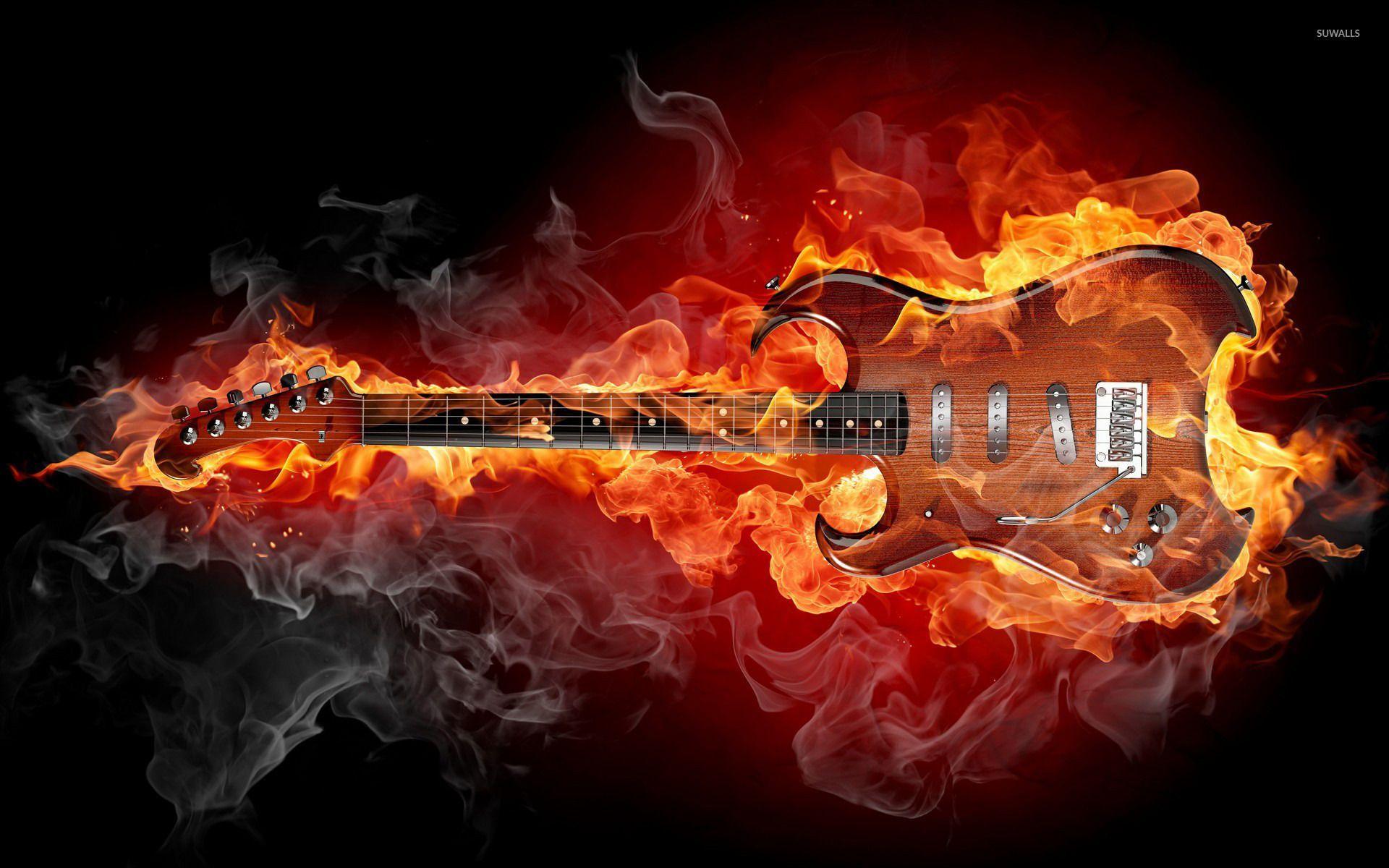 1920x1200 Guitar On Fire Wallpaper Widescreen