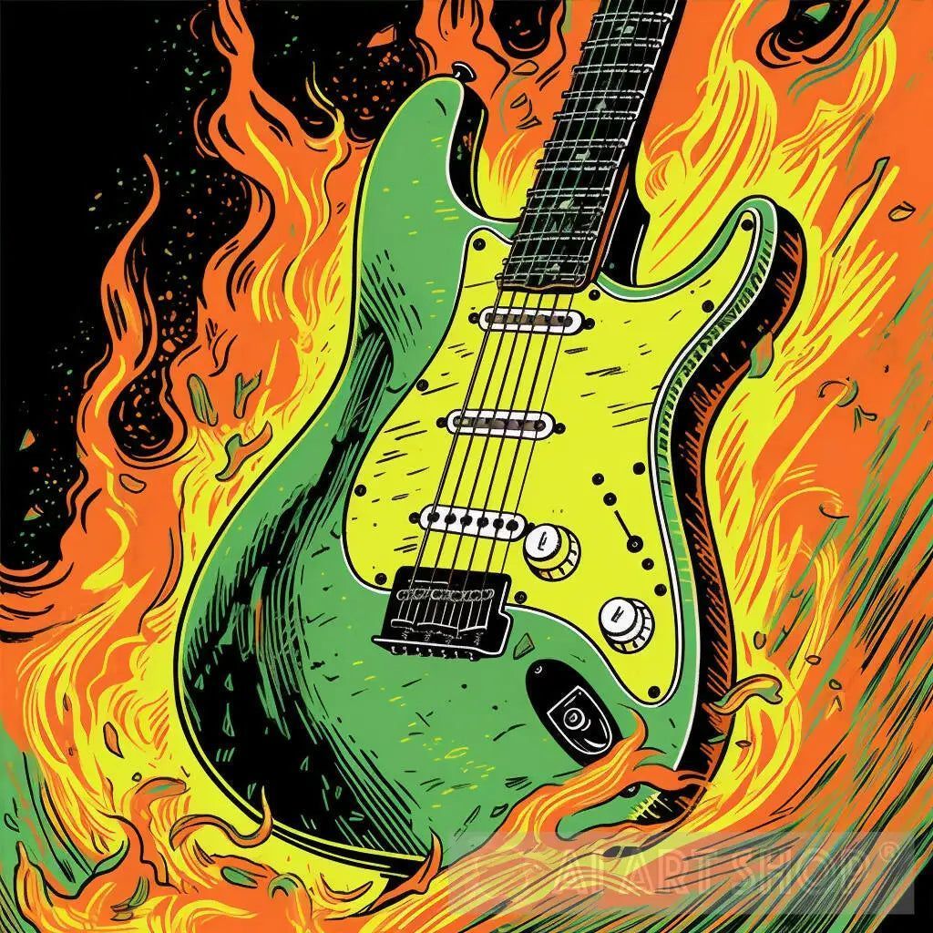 1024x1024 Electric Guitar On Fire