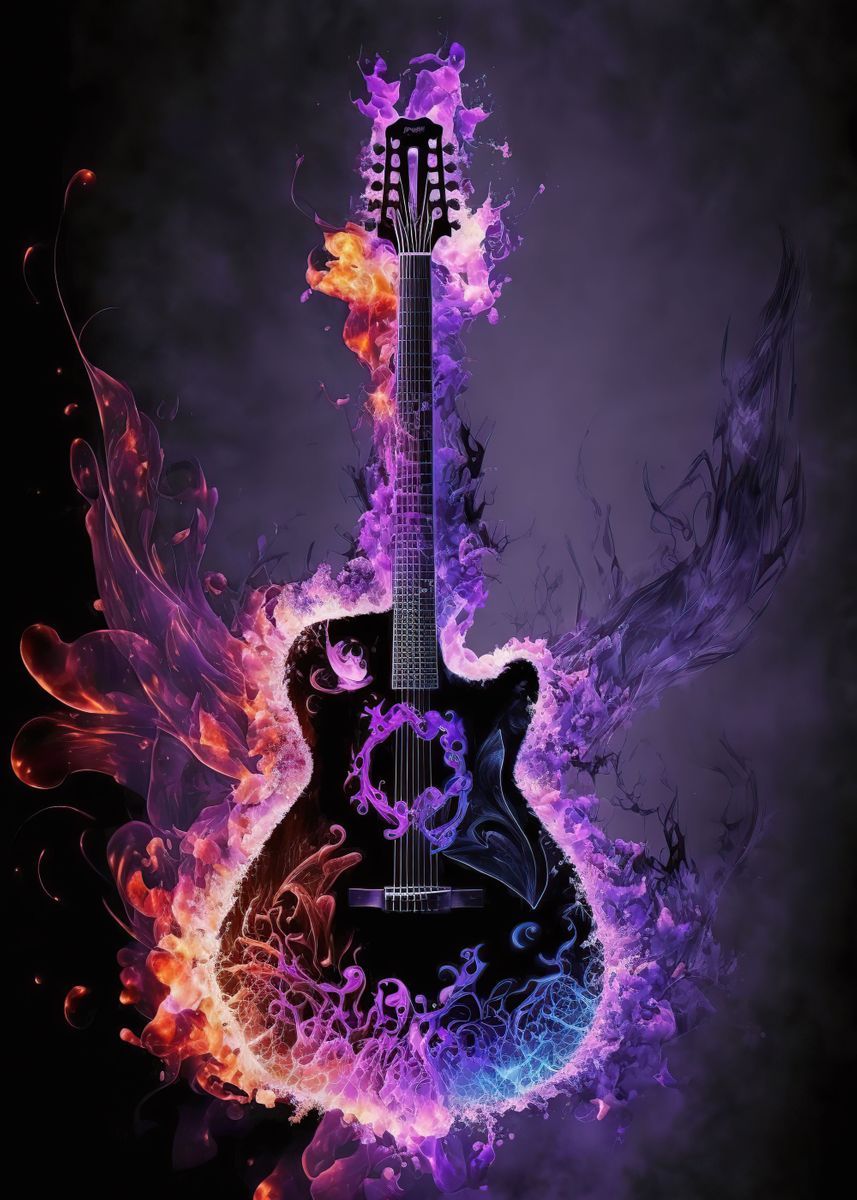 857x1200 Guitar Fire' Poster