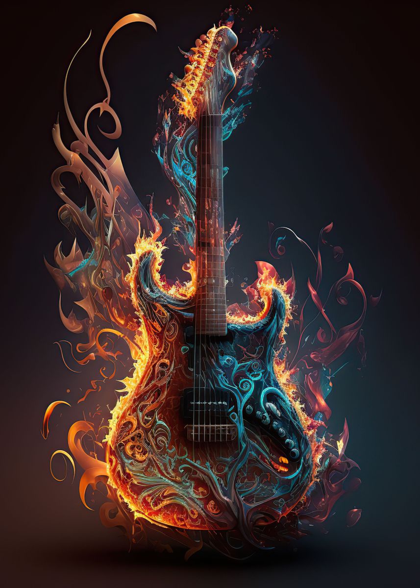 857x1200 Guitar fire' Poster