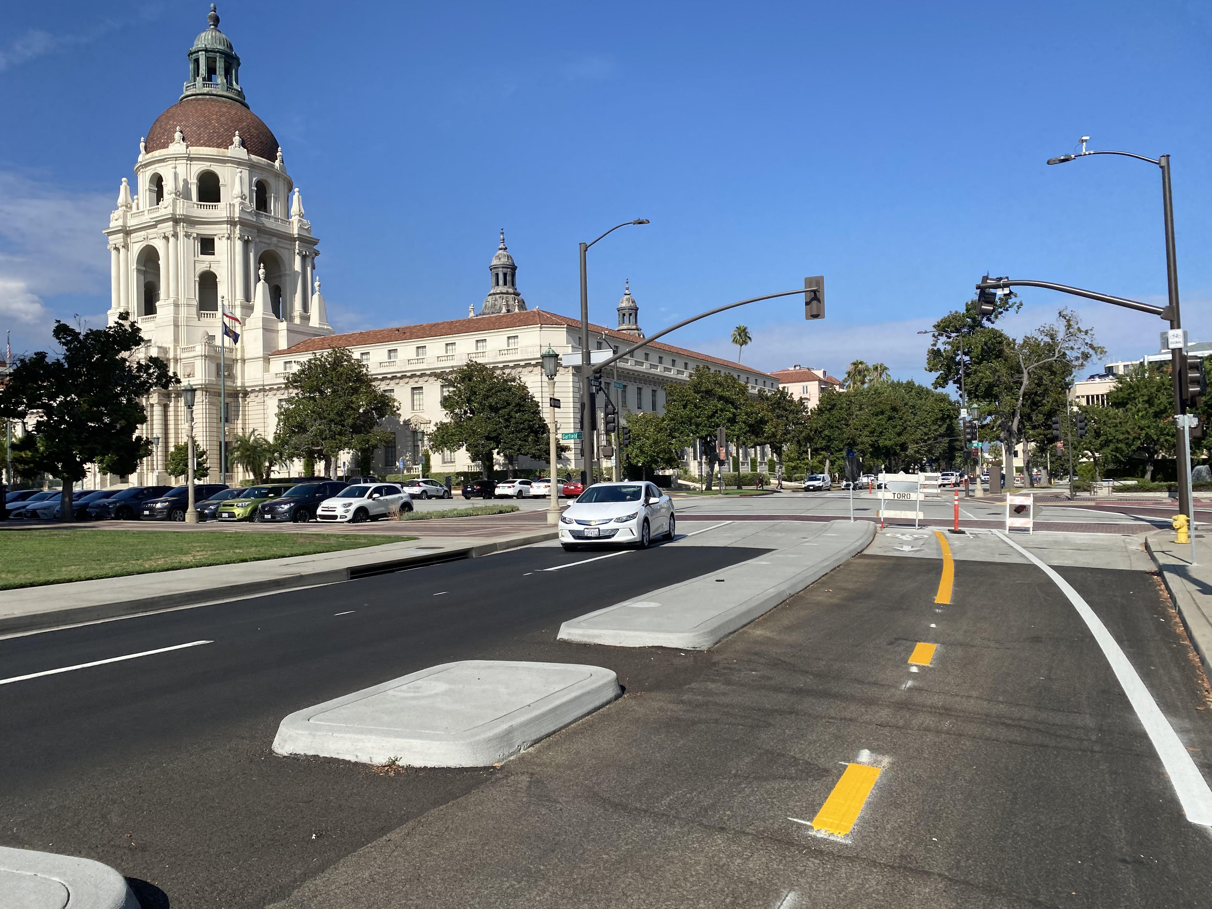 4032x3024 Pasadena's first protected bikeway is