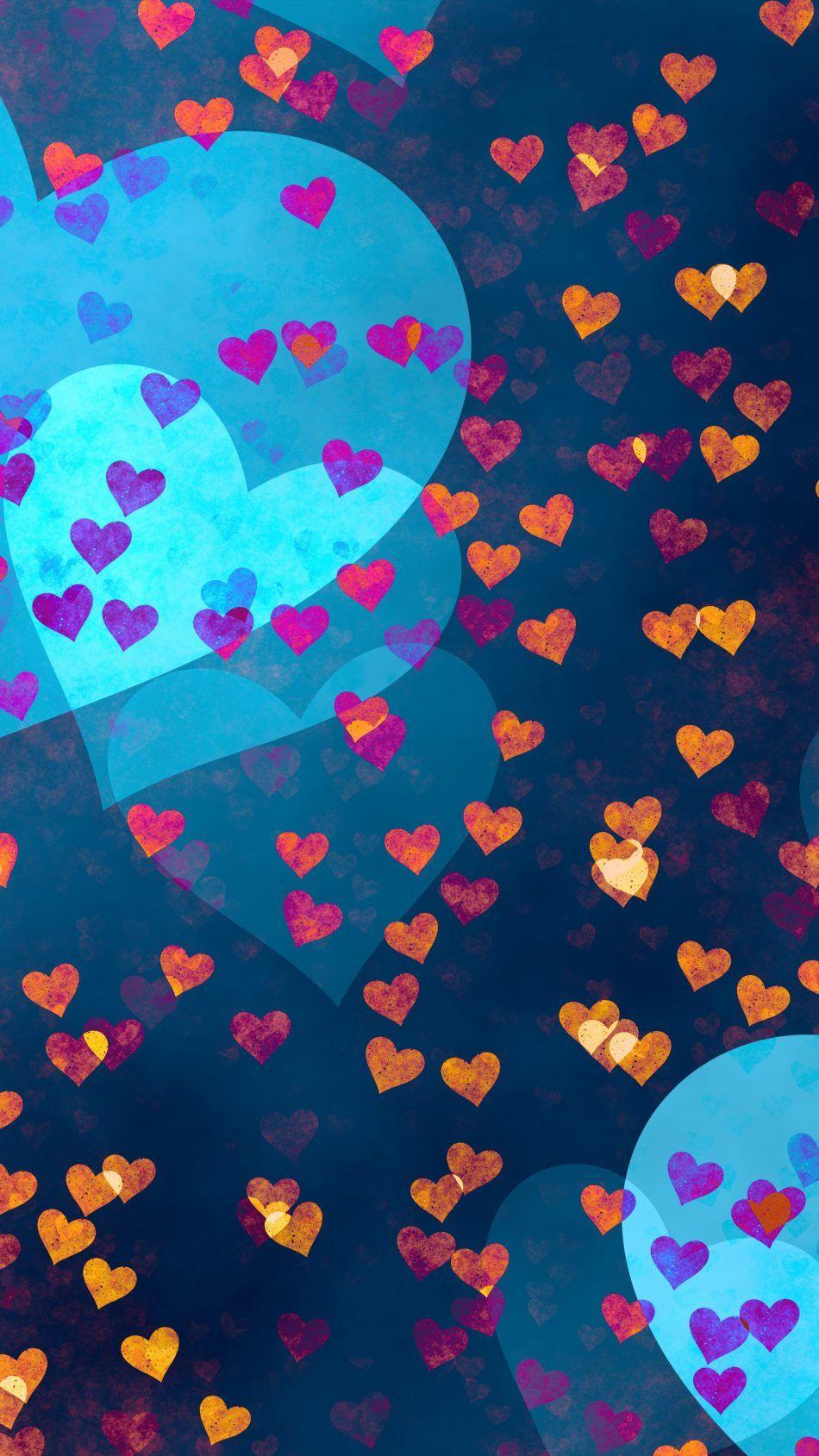 950x1689 Love Hearts Pattern 4K Ultra HD Mobile Wallpaper