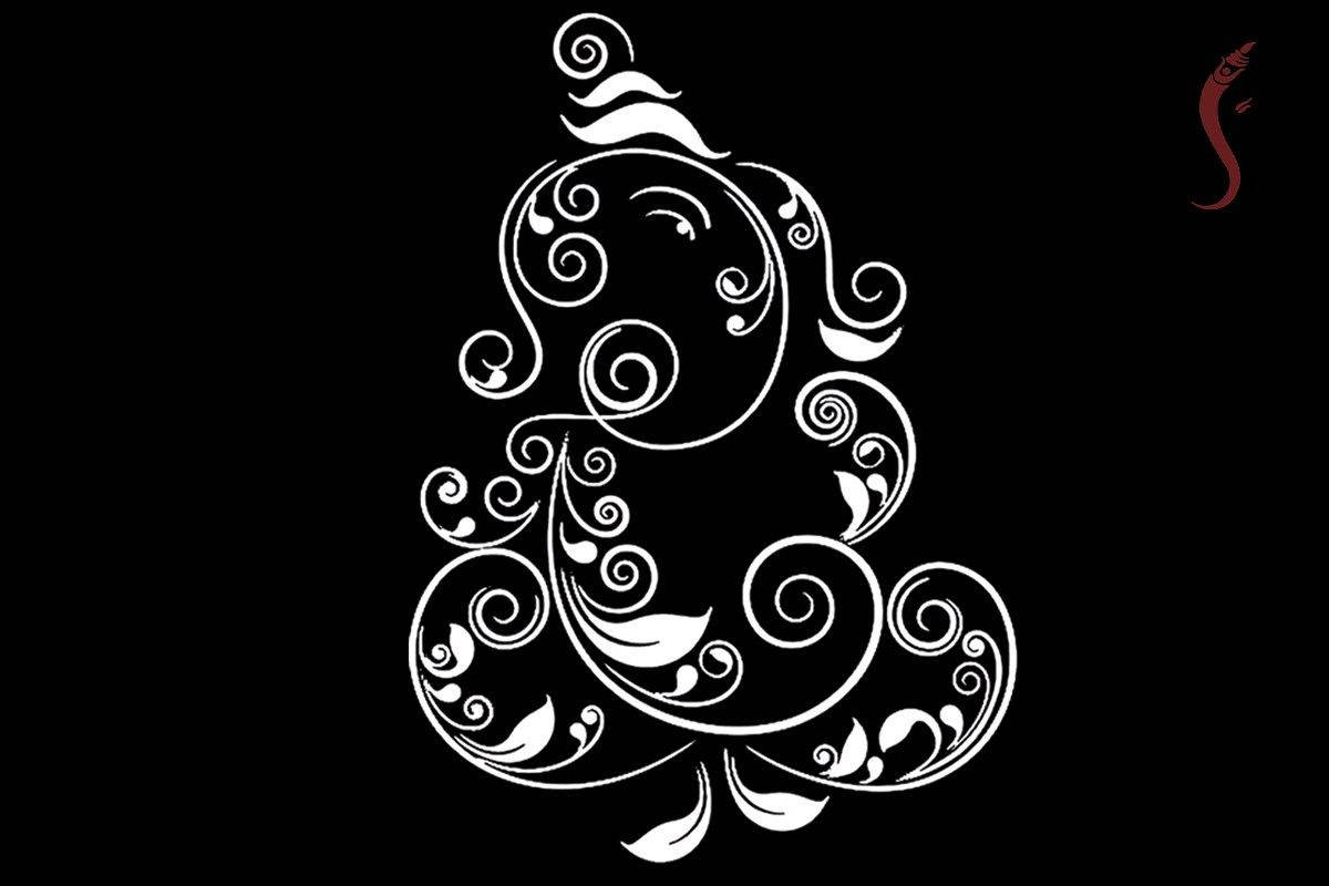 1200x800 Download Ganesh Black And White Flourishing Wallpaper