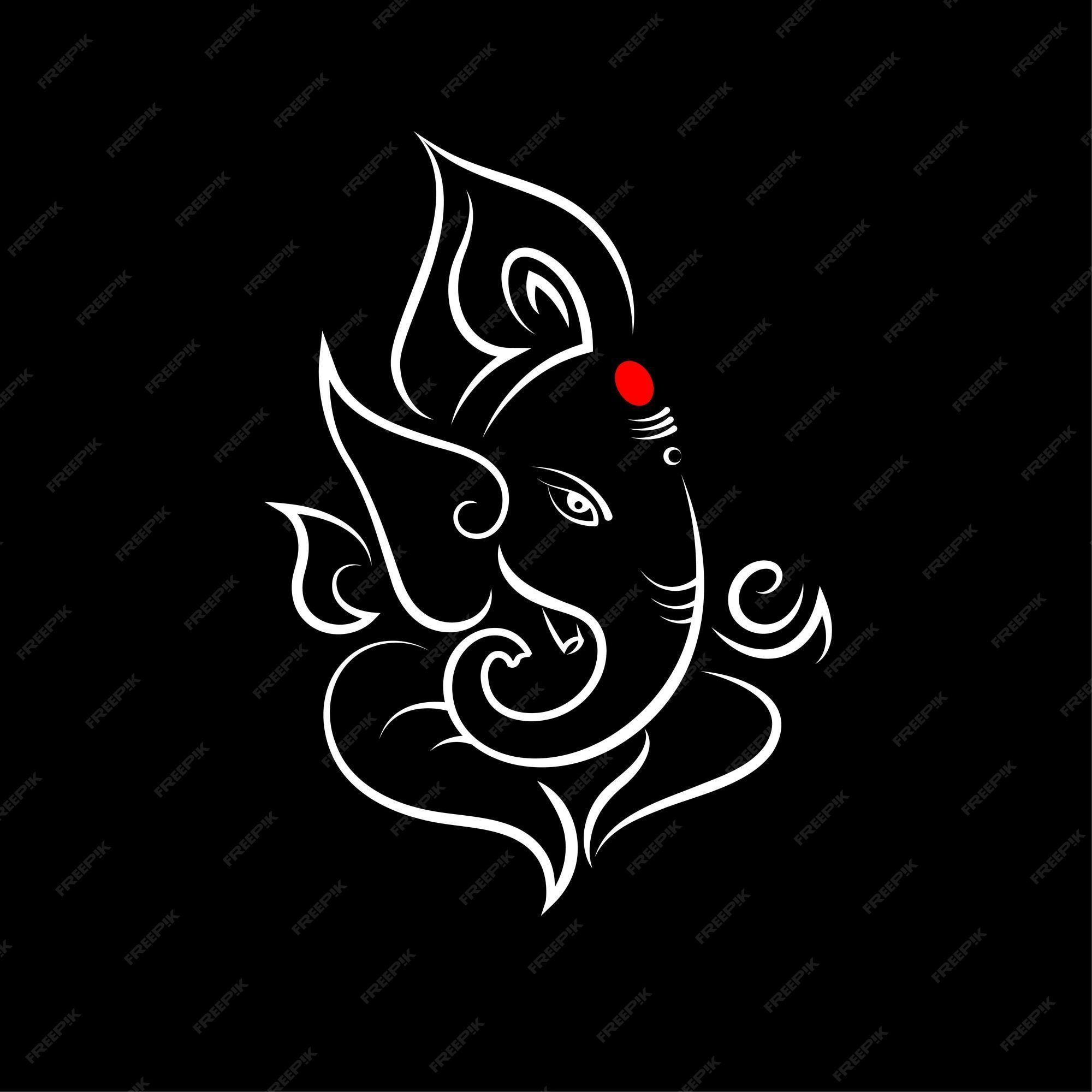 2000x2000 Premium Vector. Hindu god lord ganesha illustration isolated in black background