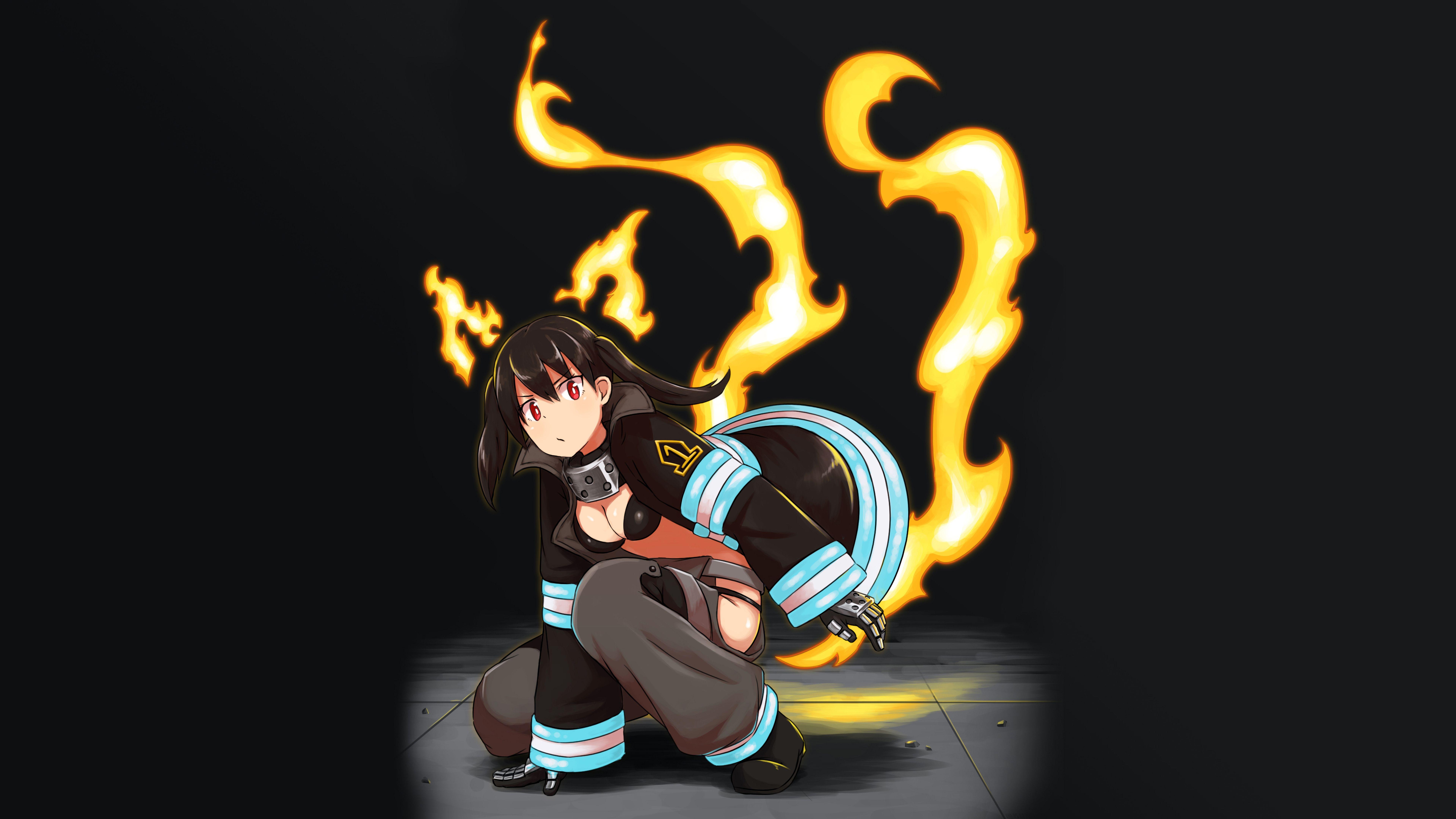 Hình nền 7680x4320 Fire Force Tamaki Kotatsu Flame 8K