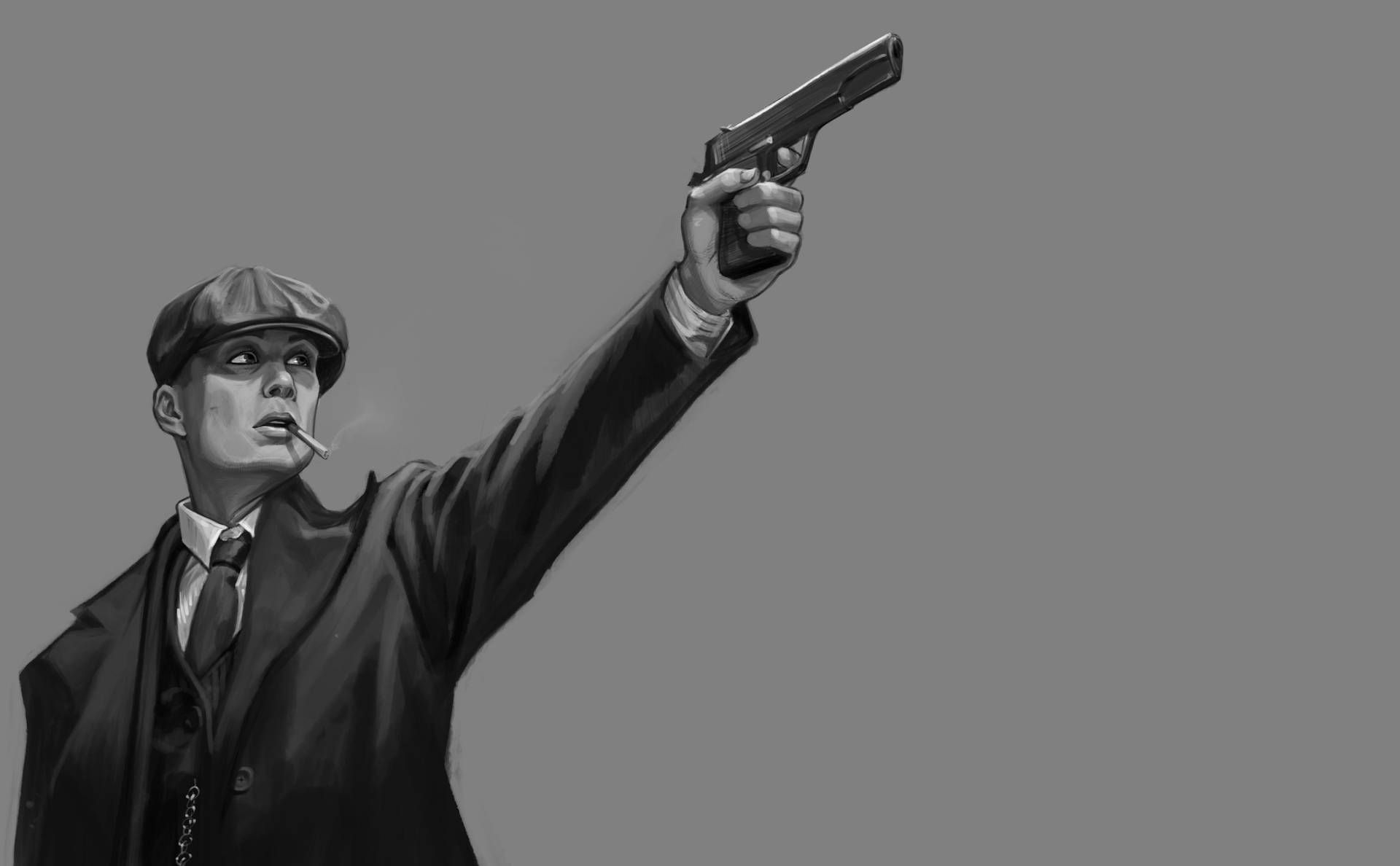 1920x1188 Download Peaky Blinders Black And White Illustration Wallpaper