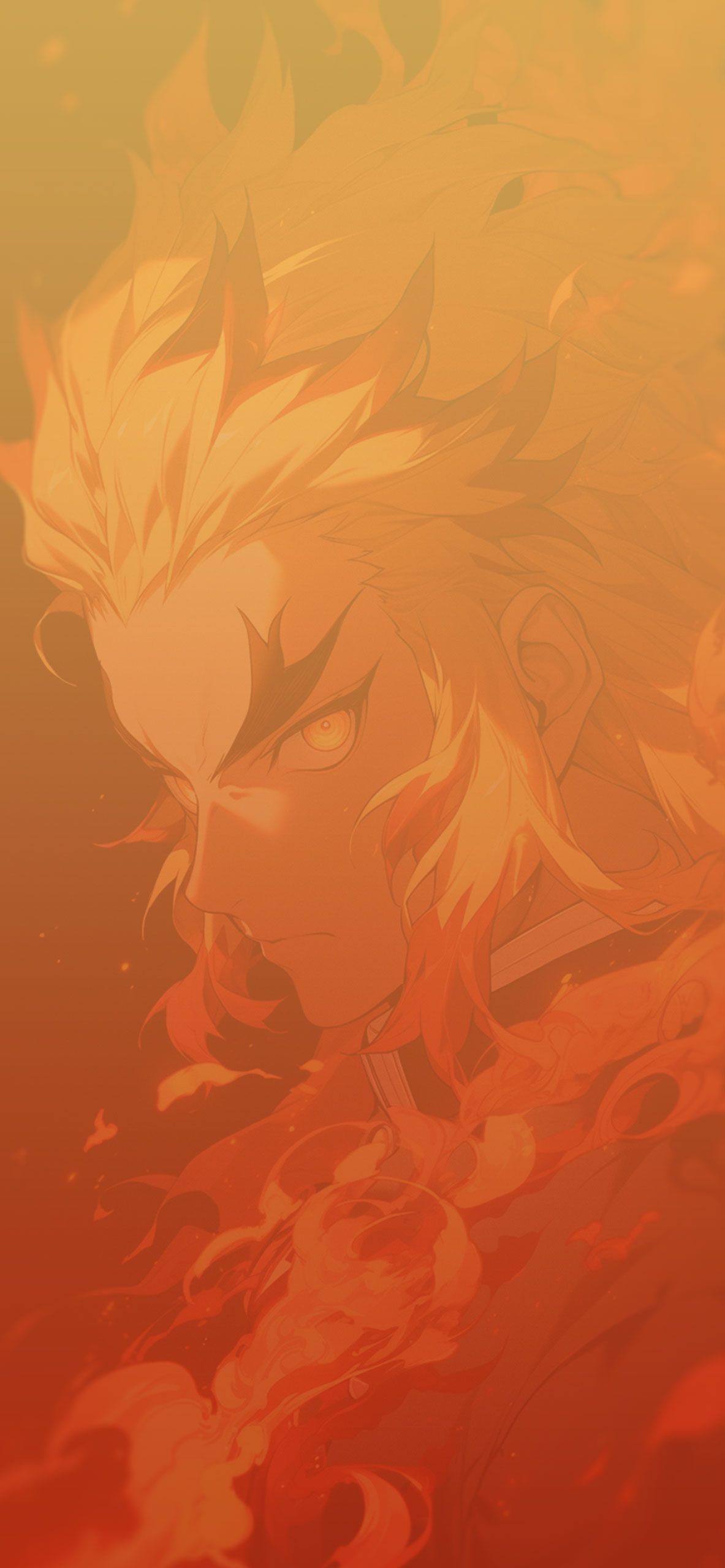 1183x2560 Rengoku Aesthetic Dark Orange