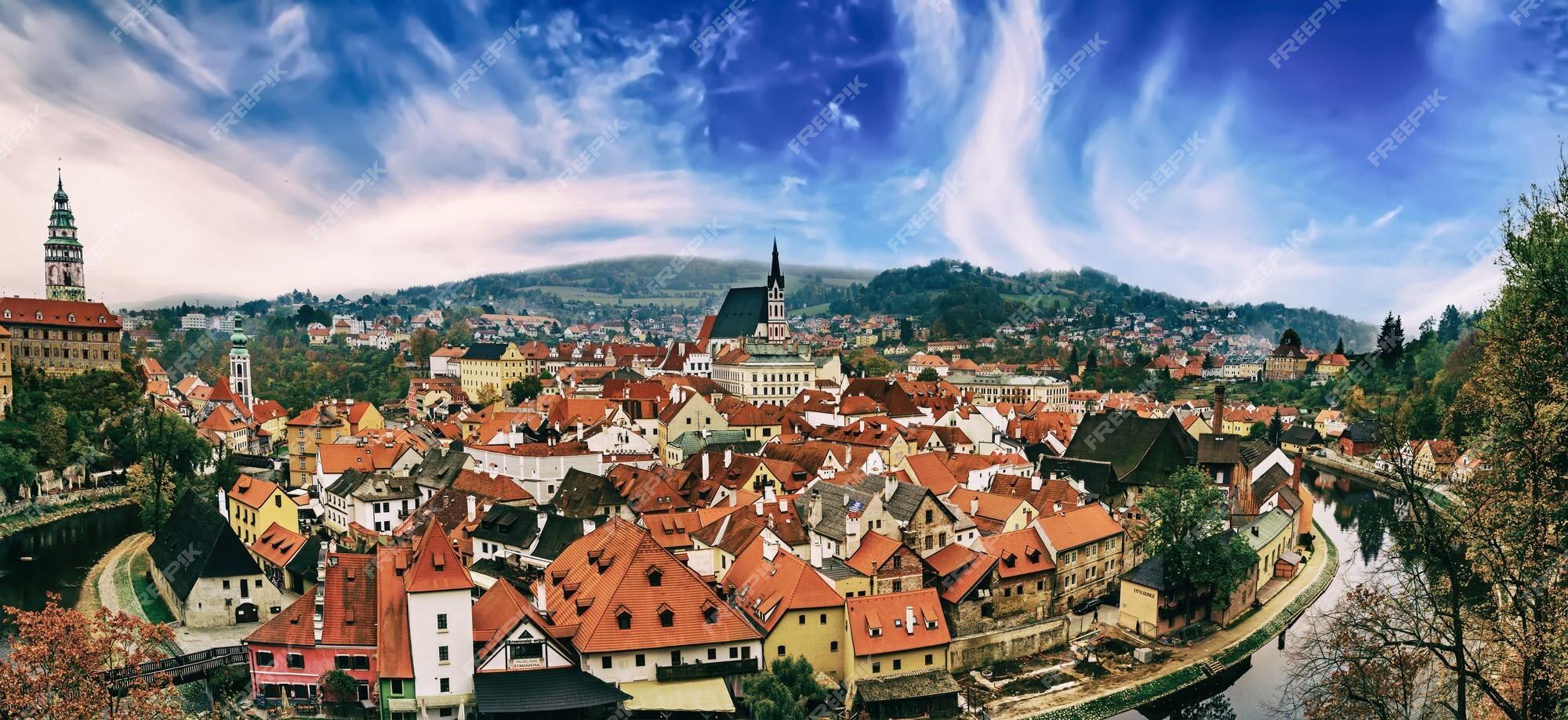 2000x919 Premium Photo. Cesky krumlov town