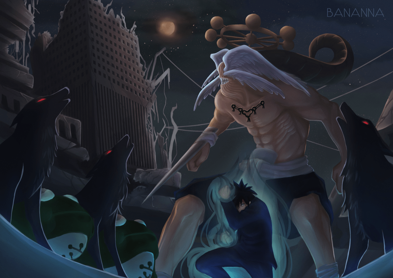 1279x904 Megumi and Divine General MAHORAGA bananna ART street