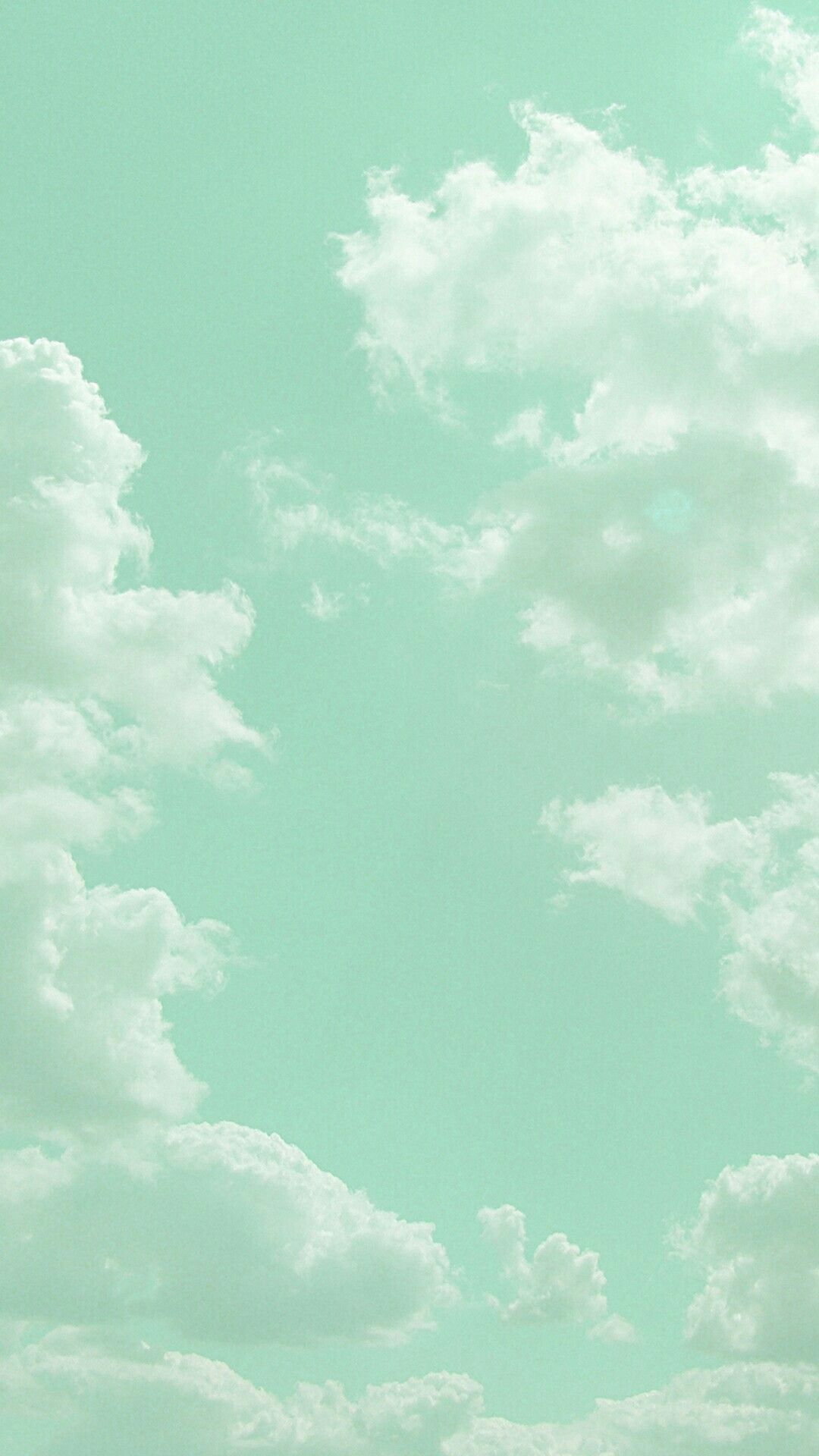 1080x1920 Aesthetic pastel / mint green sky with soft clouds. Mobile wallpaper [1080x1920]