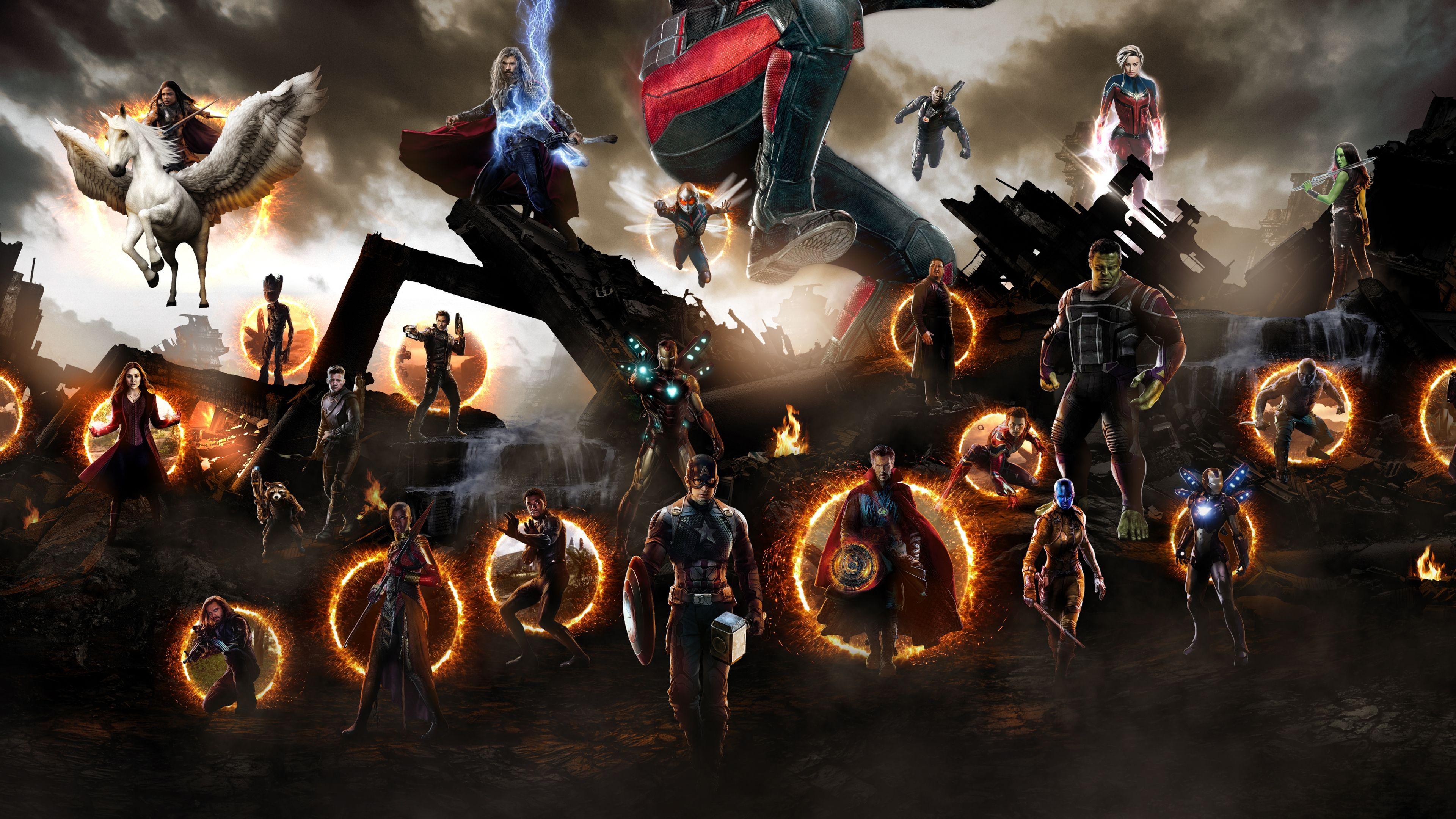 3840x2160 Download 3840x2160 Avengers: Endgame, Artwork, Characters, Thor, Iron Man, Hulk Wallpaper for UHD TV