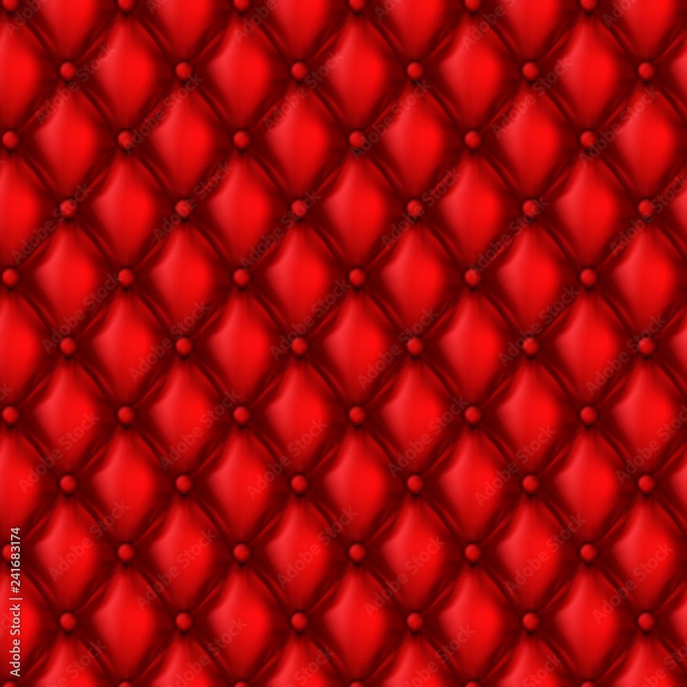 1000x1000 Vector 3D realistic upholstery seamless pattern, abstract geometric background. Wallpaper with red leather texture, decorative ornament with rhombus tiles for sofa or cushion. Template for your design Stock Vector