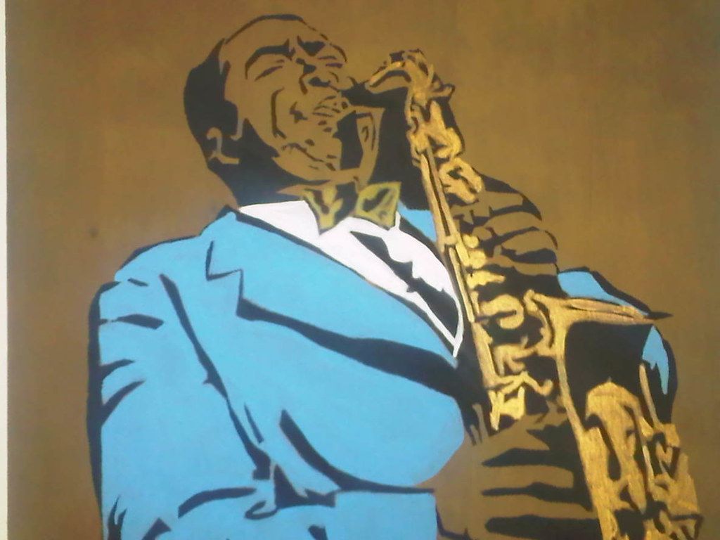 1024x768 Charlie Parker. Hand Cut Stencil Acrylic On Foam Board