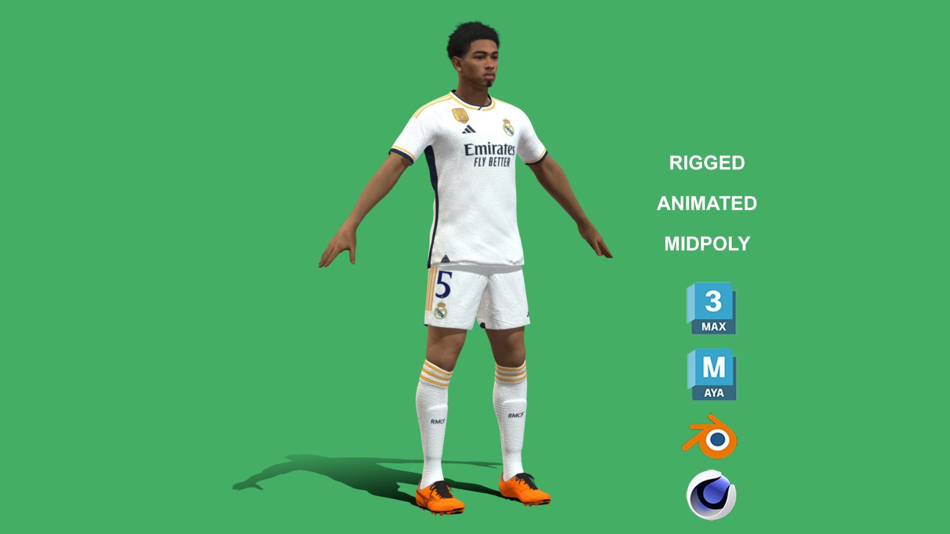 1920x1080 3D file 3D Rigged Jude Bellingham Real Madrid 2024