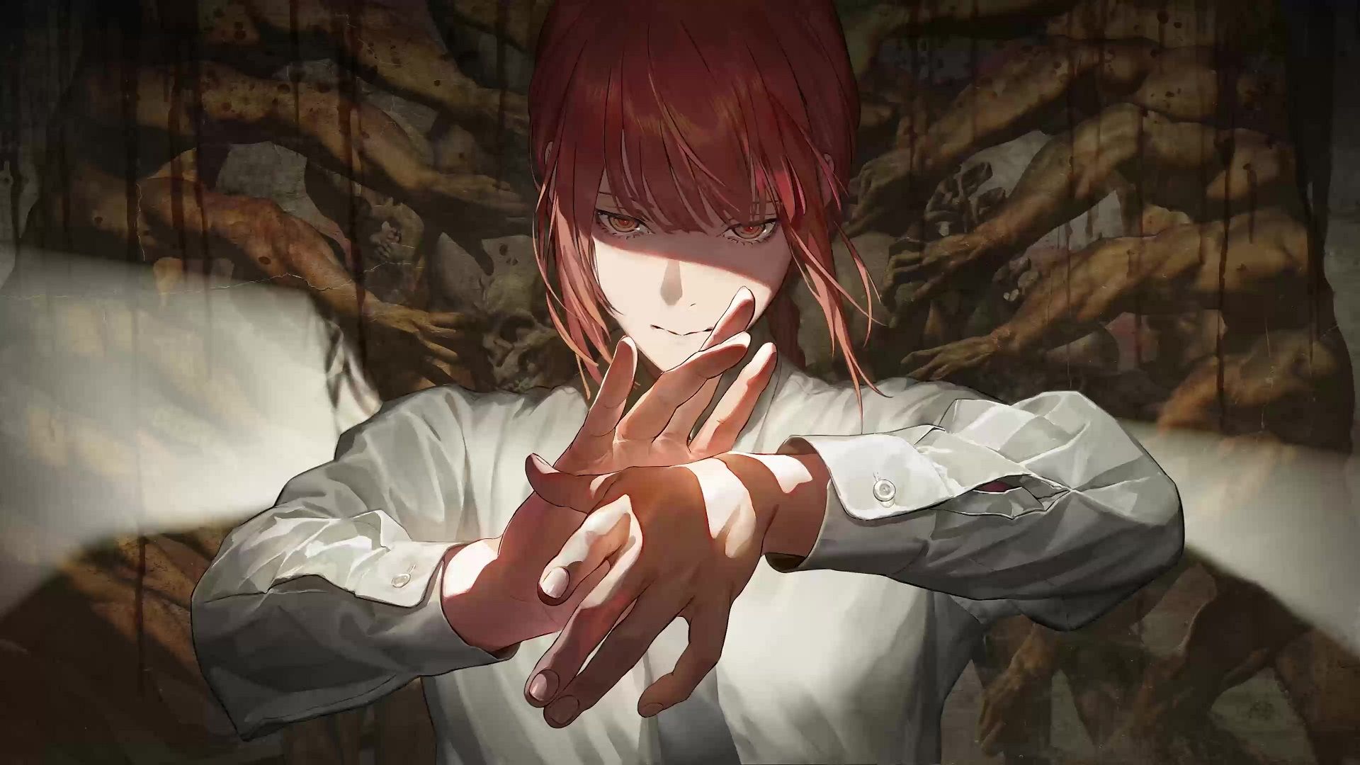 1920x1080 Makima Hand Gesture Chainsaw Man Live Wallpaper