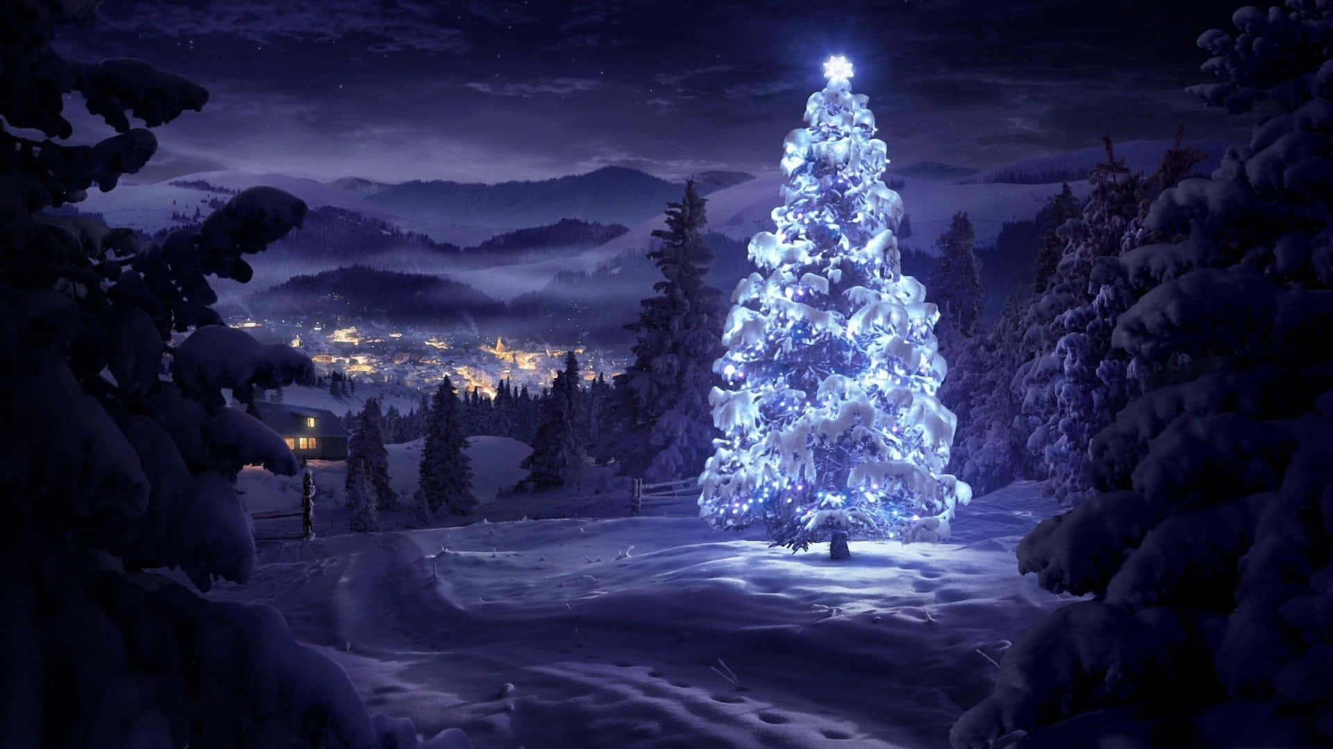 1920x1080 Download Glowing Tree High Resolution Christmas Desktop Wallpaper