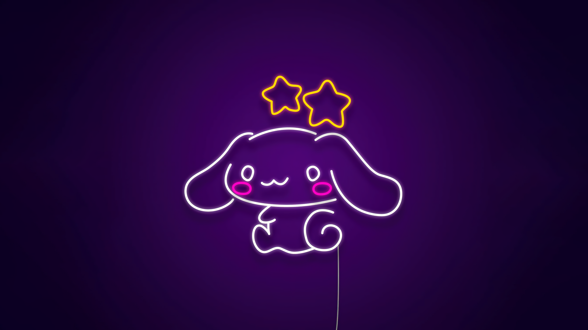 1920x1080 Cinnamoroll Wallpaper 4K, Neon, Purple background