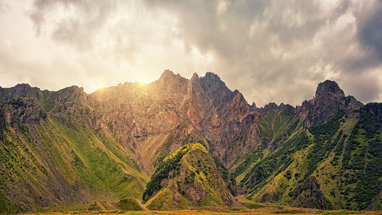 1280x720 Mountains Caucasus Sun