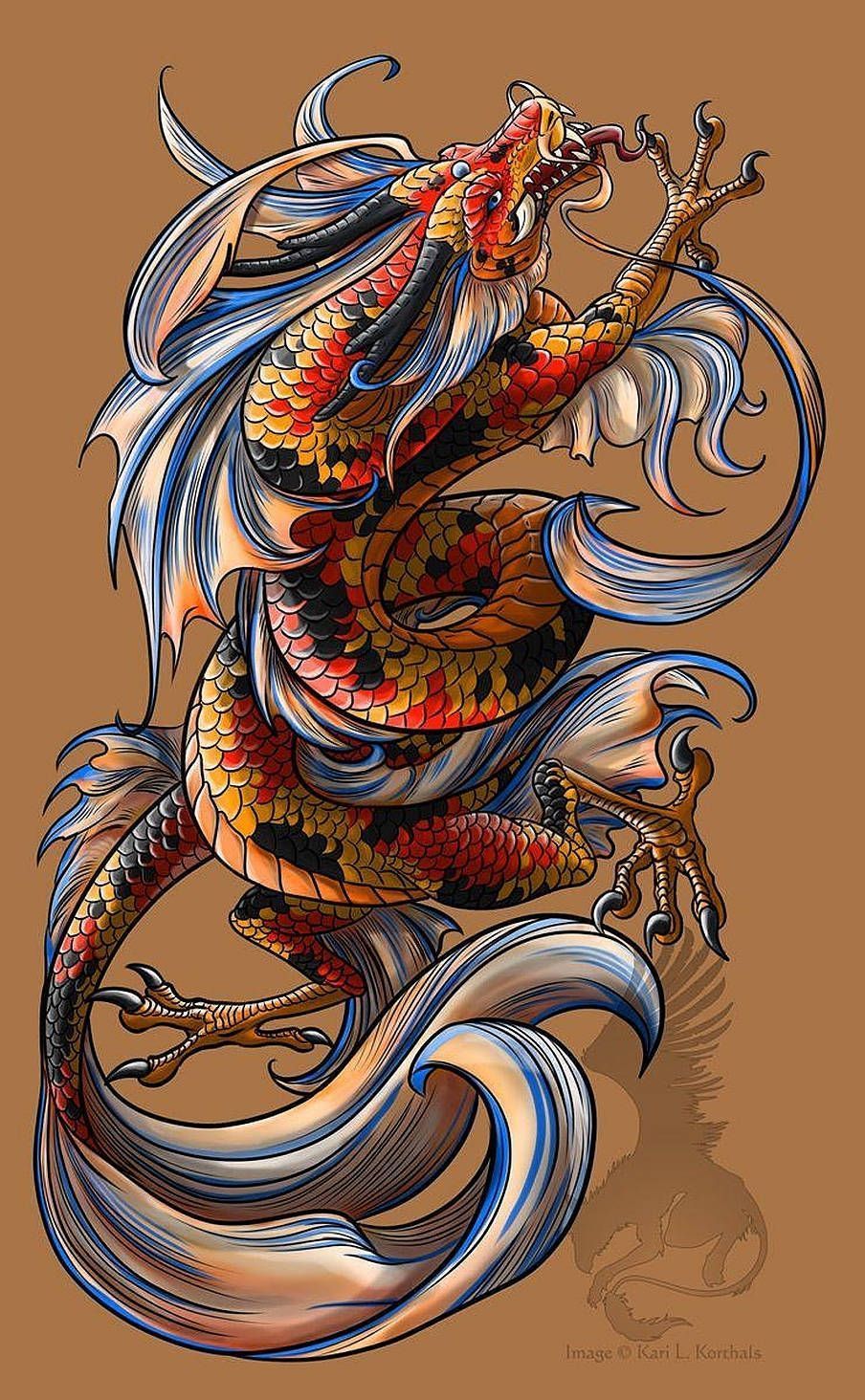 904x1464 Download Japanese Dragon Tattoo Koi Fish Art Wallpaper