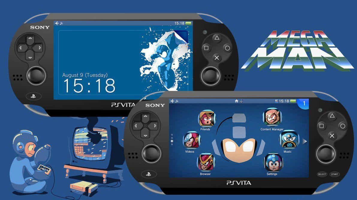 1191x670 Download PlayStation Vita gaming console with vibrant background Wallpaper