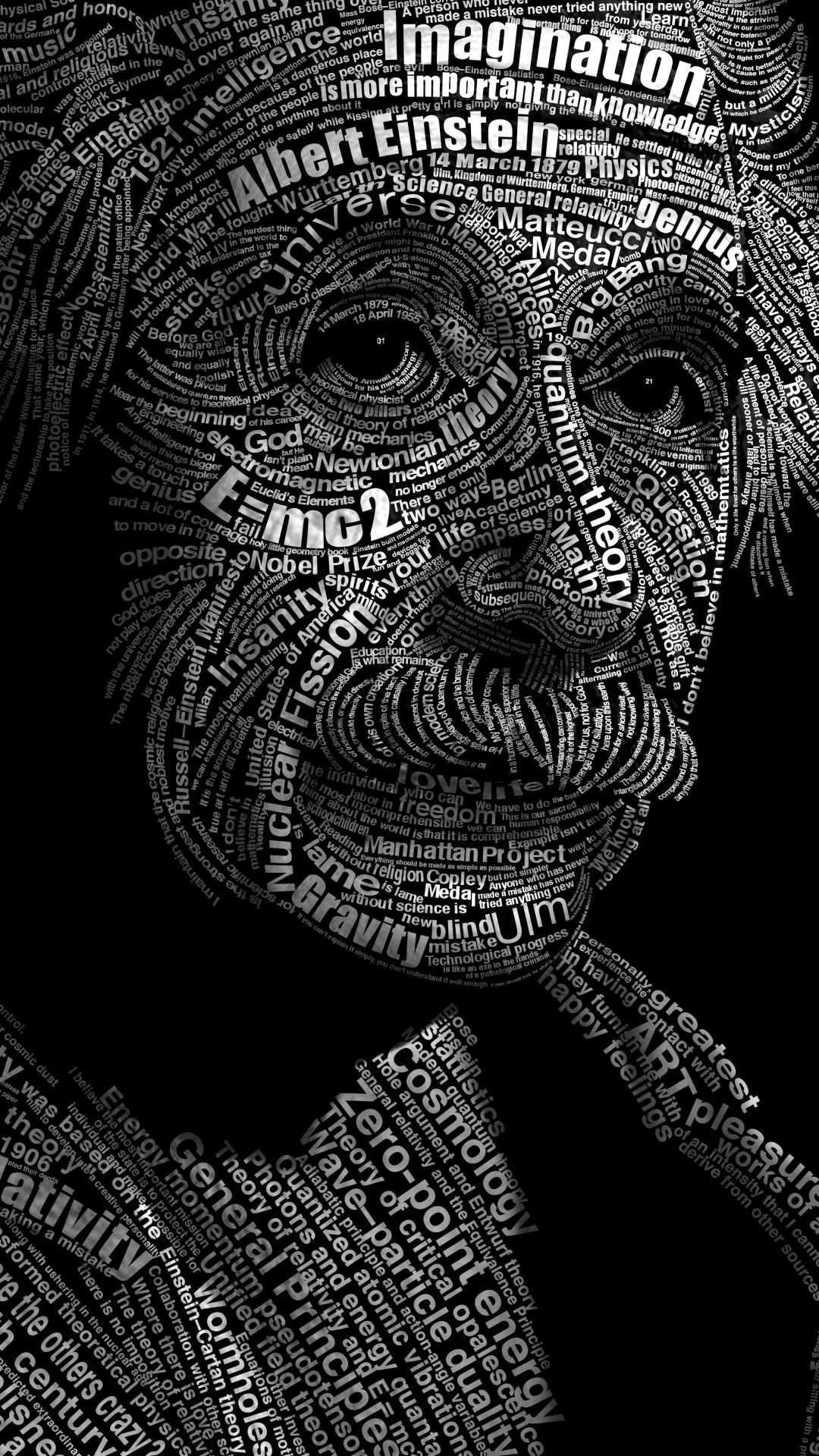 1080x1920 Mobile wallpaper: Albert Einstein, Typography, Text, Celebrity, 1358077 download the picture for free