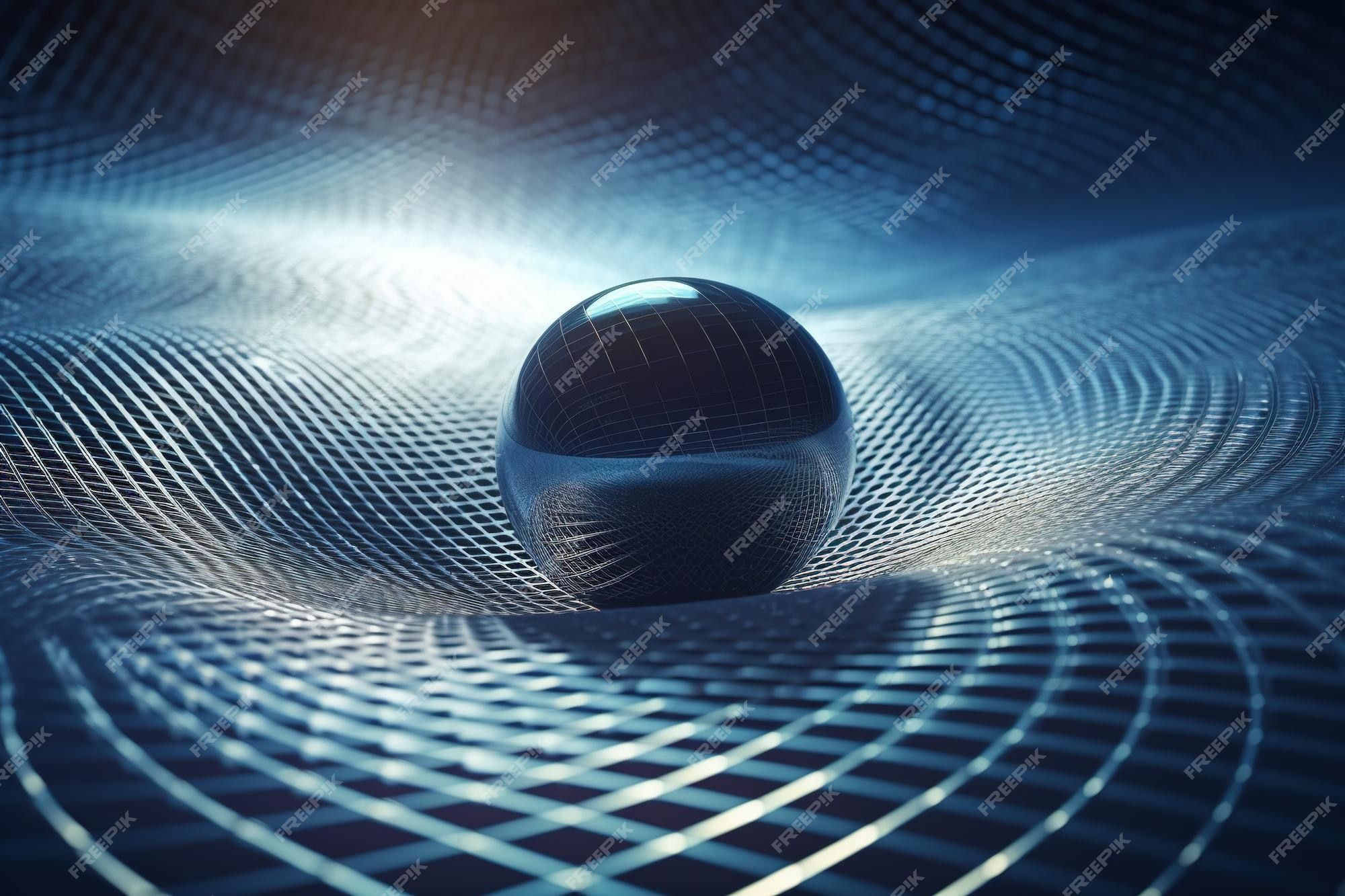 2000x1333 Premium Photo. Gravity planet earth gravitational waves concept physical and technology background design with gravity grid and spheres line warp curved spacetime in the general theory of relativity