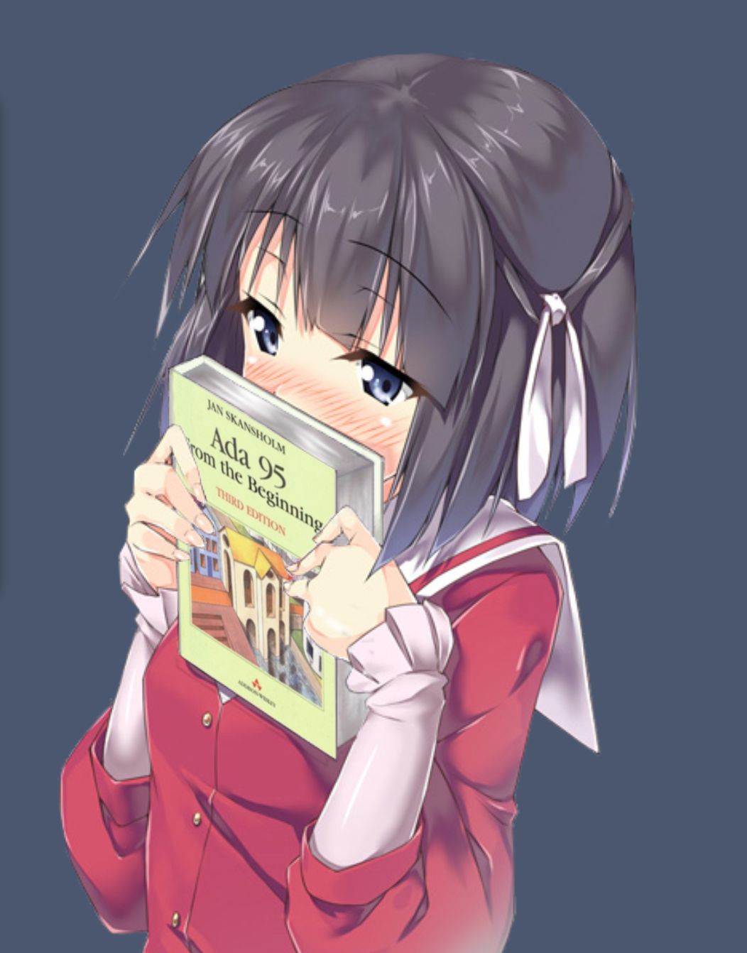 1052x1342 every day an anime girl holding programming books / X