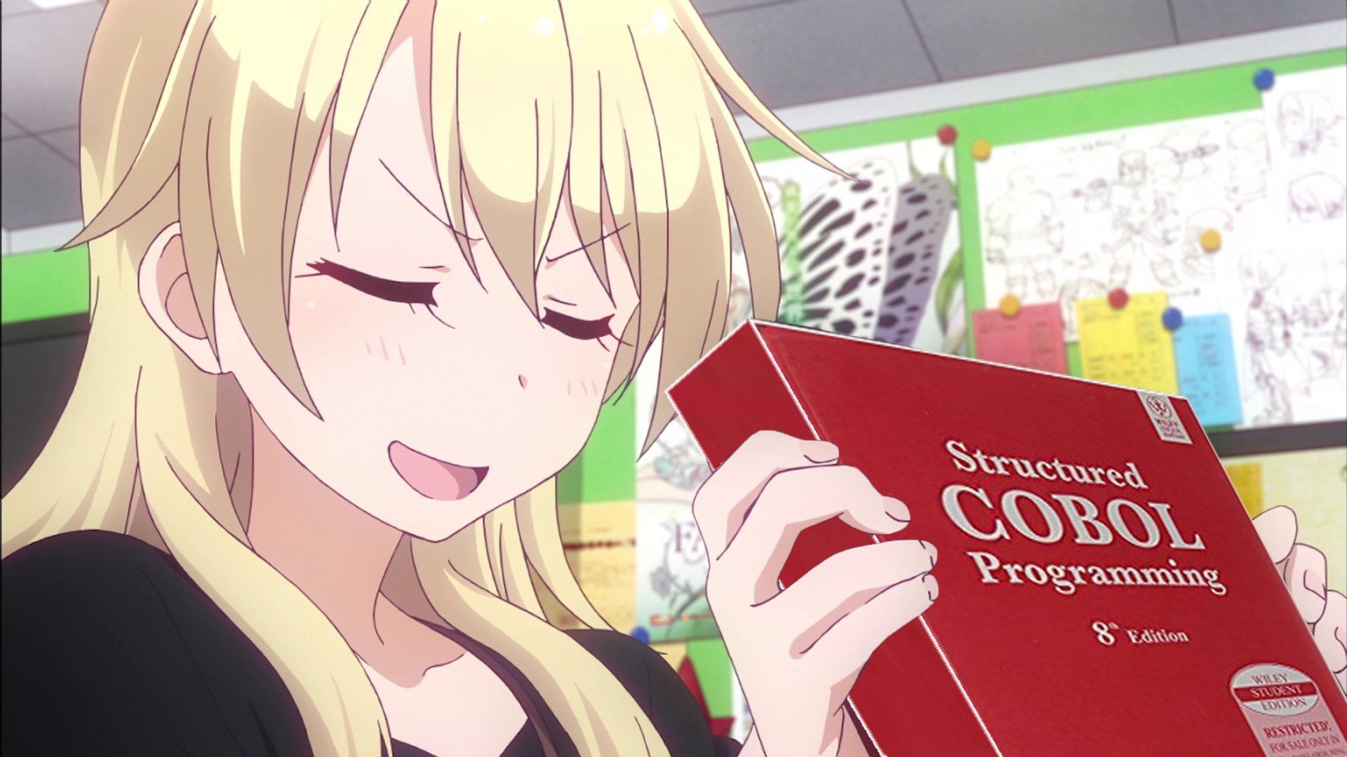 1920x1080 every day an anime girl holding programming books / X