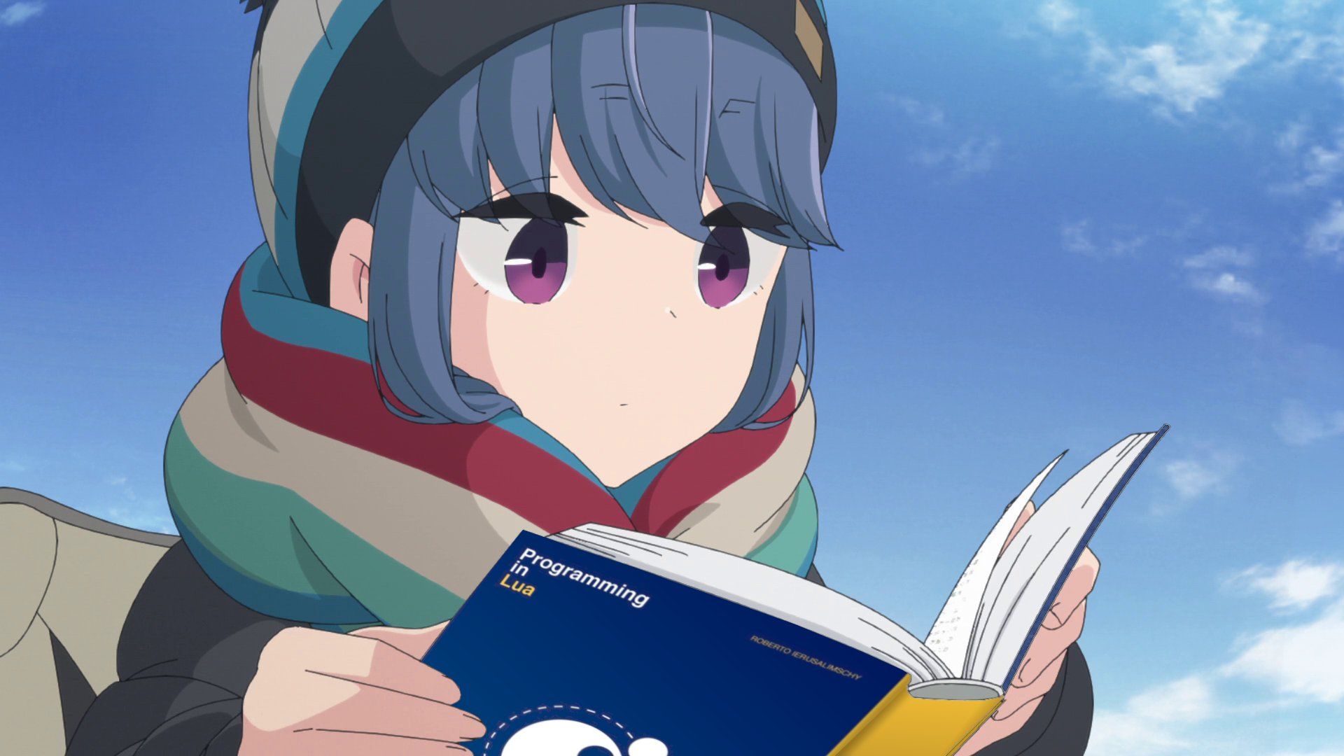 1920x1080 every day an anime girl holding programming books on X: Character: Rin Shima Anime: Yuru Camp△ Language: Lua / X