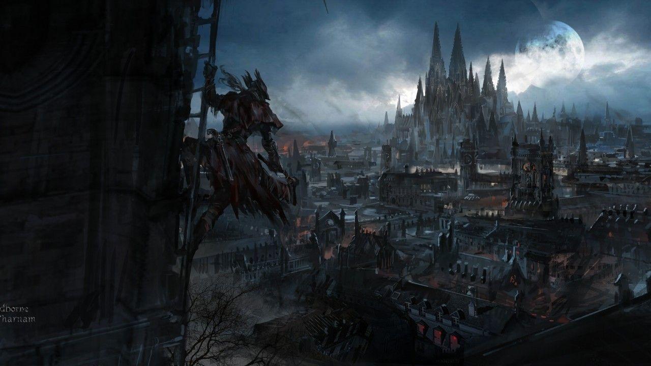 1280x720 Download 1280x720 Bloodborne, Yharnam, Hunter, Dark, Moon Wallpaper