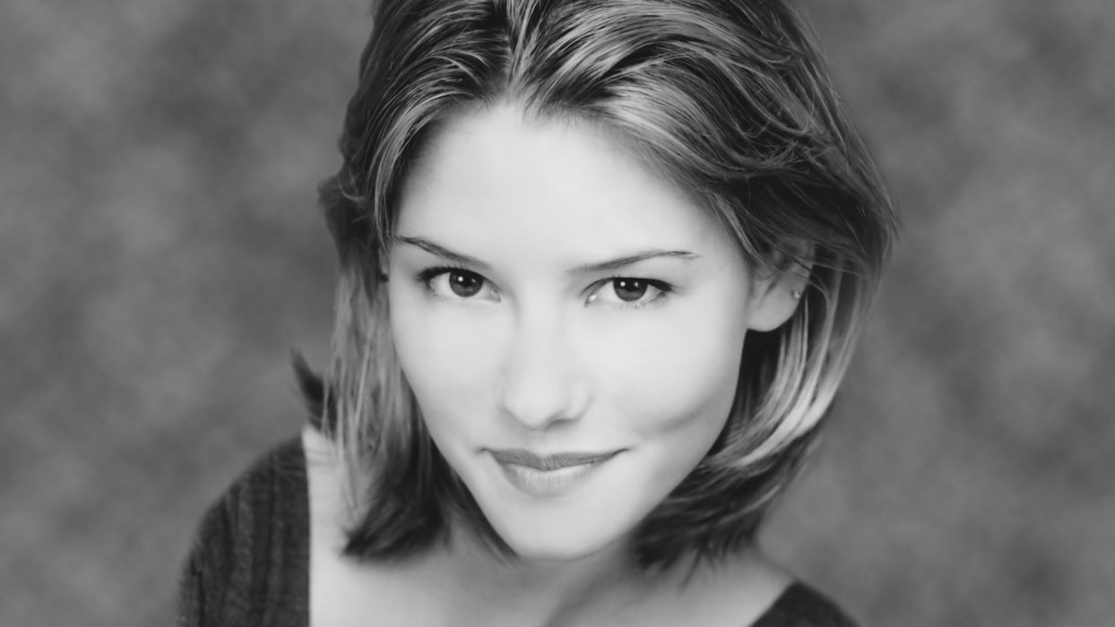 1244x700 Brunettes women black and white actress monochrome Chyler Leigh faces wallpaperx1080