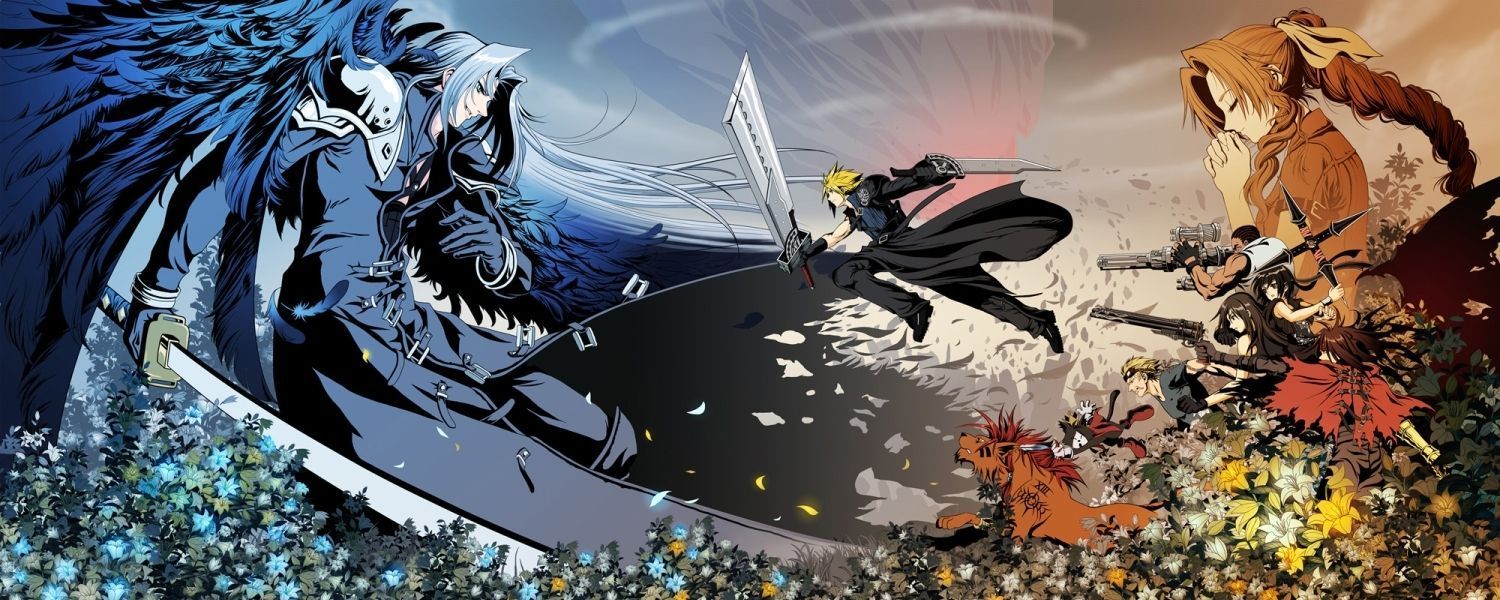 1500x600 GKmix on X: ***TWITTER HEADER*** enjoy this 1500x600 size Twitter header background image featuring an illustration of characters from the Final Fantasy VII videogame by Diamond Dust (Pixiv 692128). #FinalFantasy #FinalFantasyVII #FinalFantasy7 #