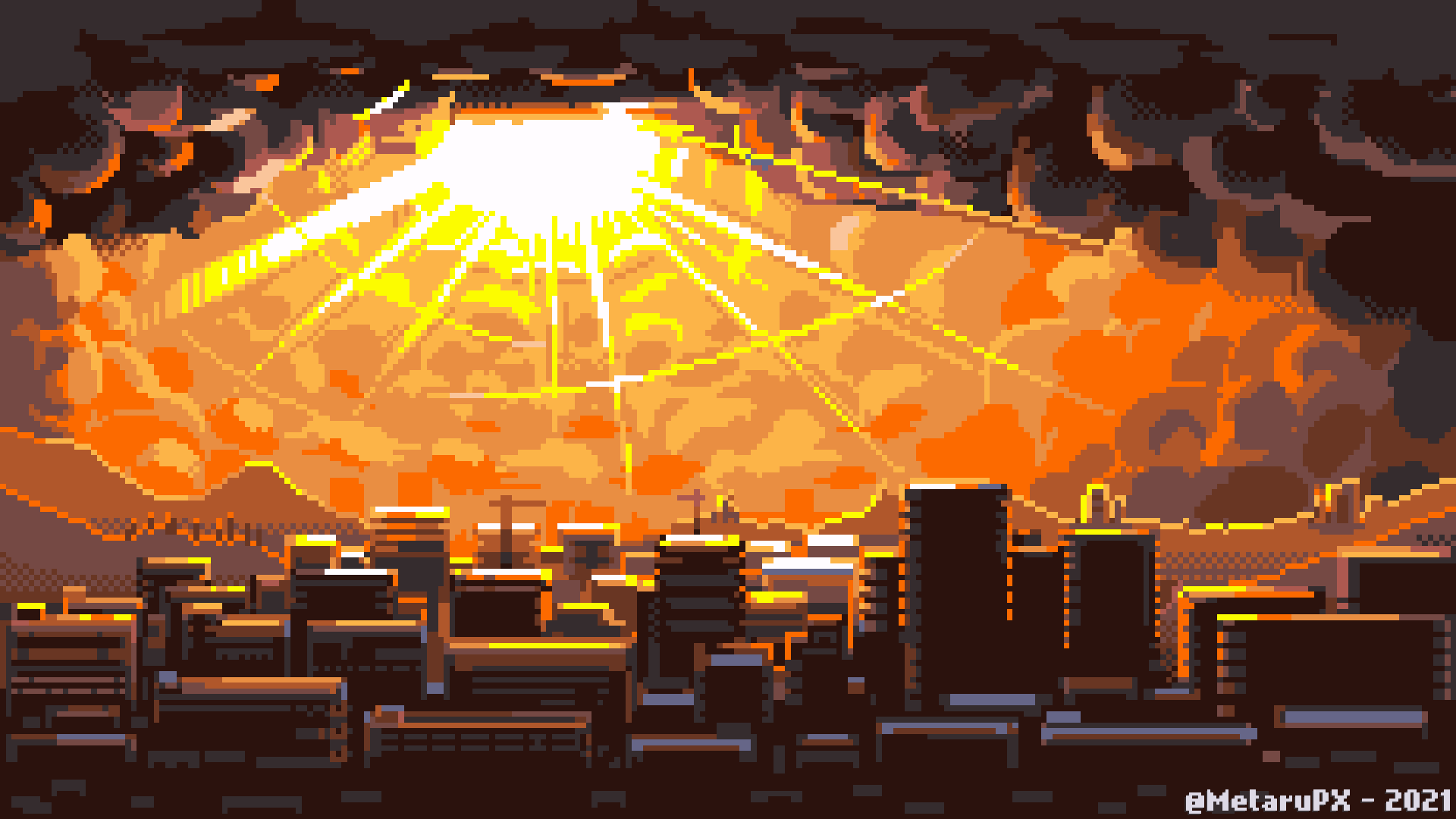 1920x1080 MetaruPX on X: City Sunset Background avaliable in the comments o/ #pixelart / X