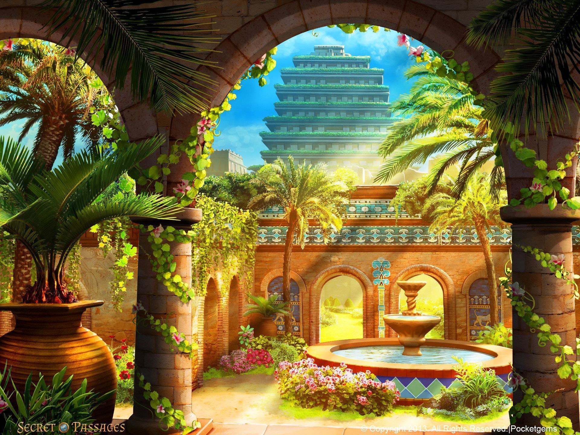 1920x1440 Hanging Garden of Babylon, Nisha Sharma. Gardens of babylon, Fantasy landscape, Hanging garden