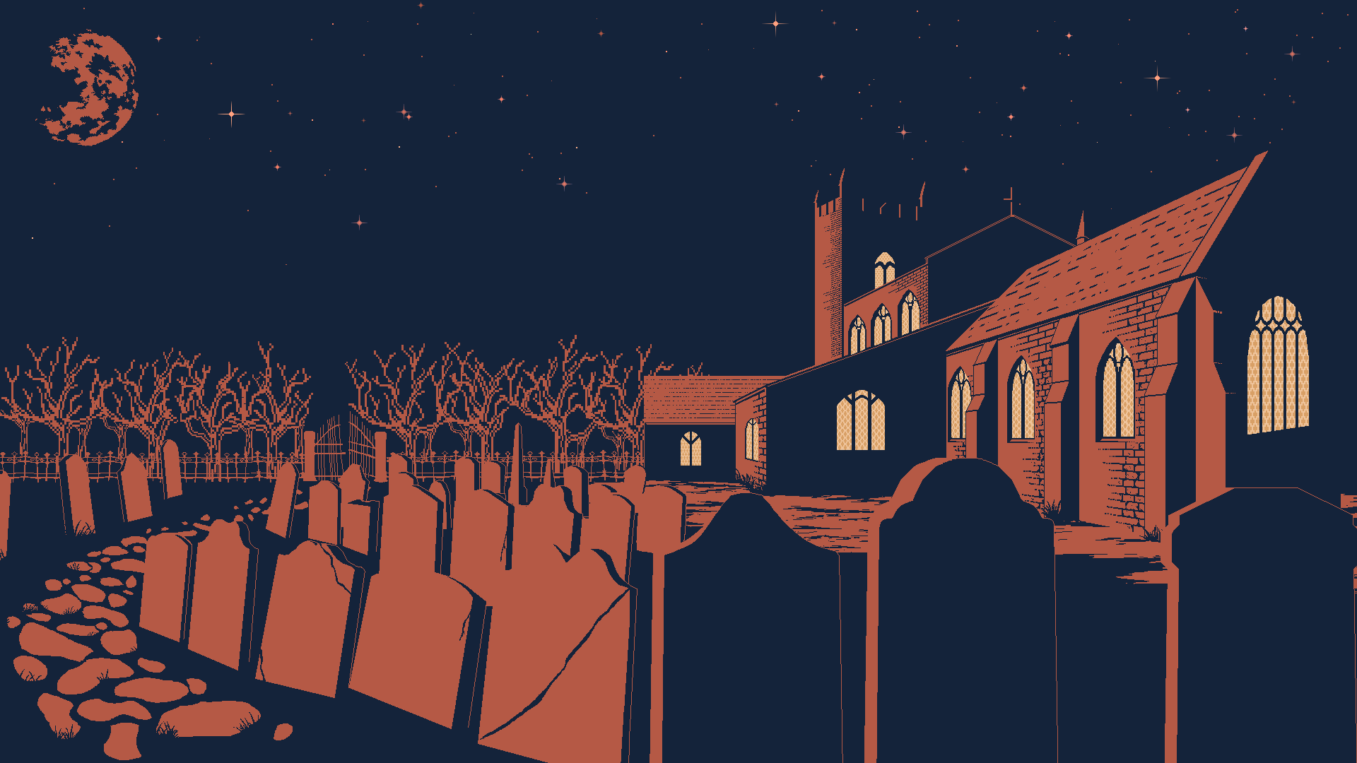 1920x1080 graveyards, spooky, night, pixel artx1080 Wallpaper