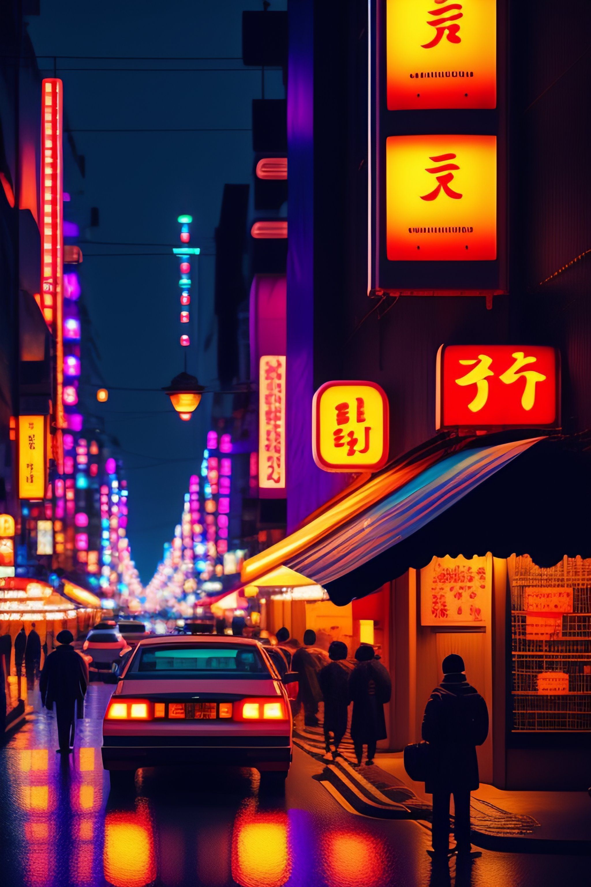 2048x3072 Lexica pixel art scene of tokyo street at night. 8k. city at night. 3D pixel art wallpaper. incredible pixel details