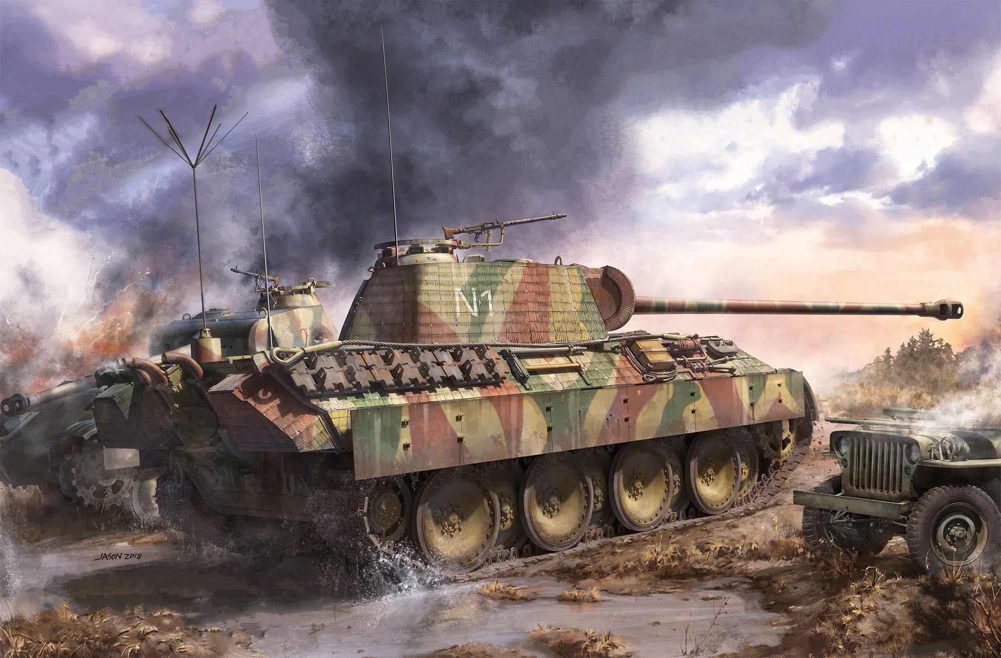 2000x1316 artwork, vehicle, tank, military vehicle, military, Wehrmacht, Panther tankx1316 Wallpaper