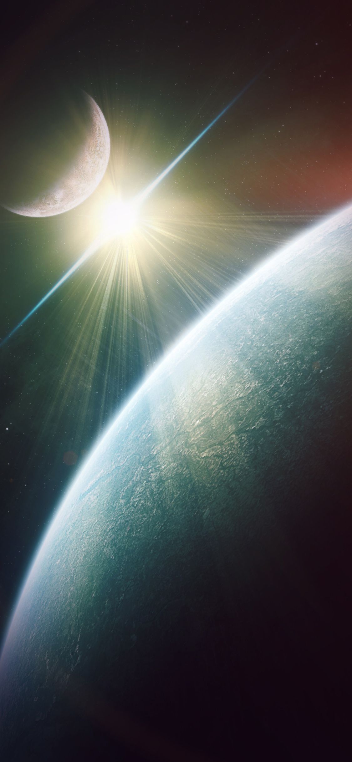 1125x2436 iPhone X wallpaper. dark space world earth star flare