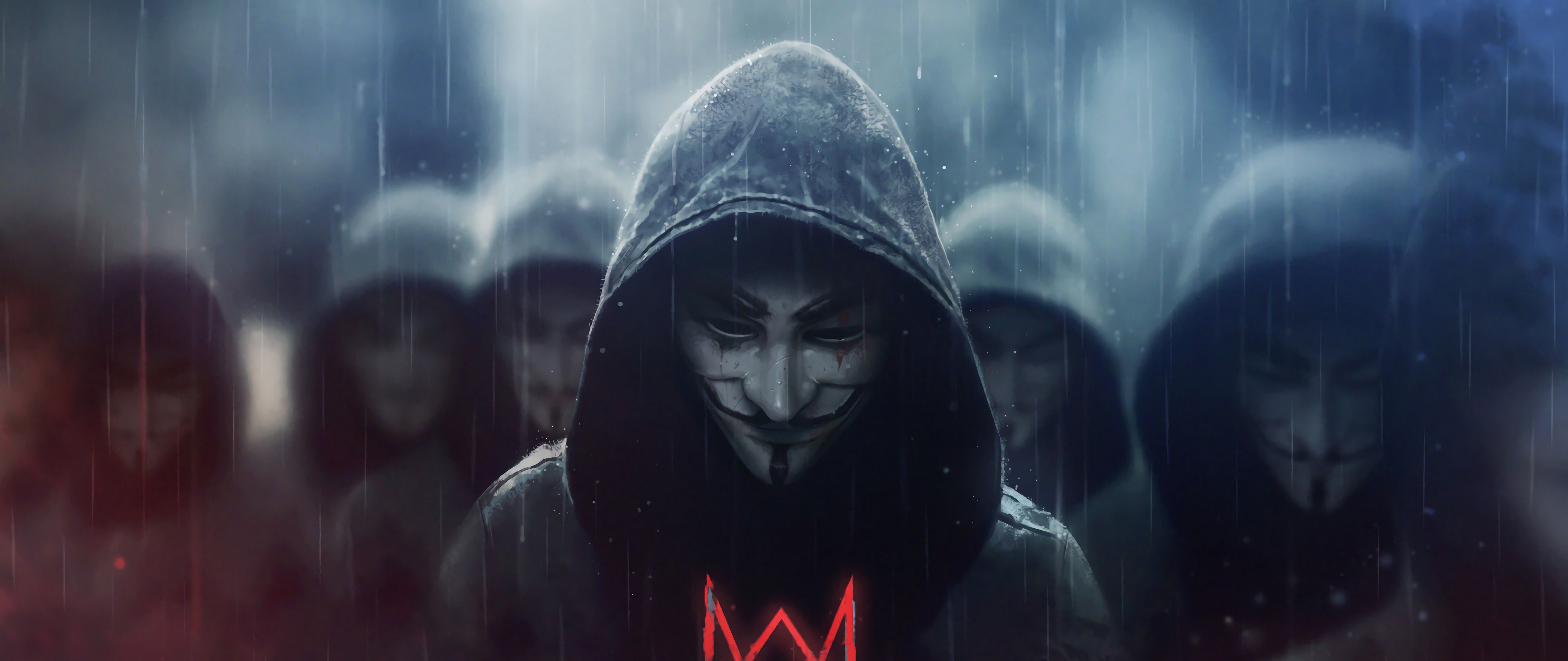 5120x2160 Watch Dogs Legion Logo Anonymous 4K Wallpaper