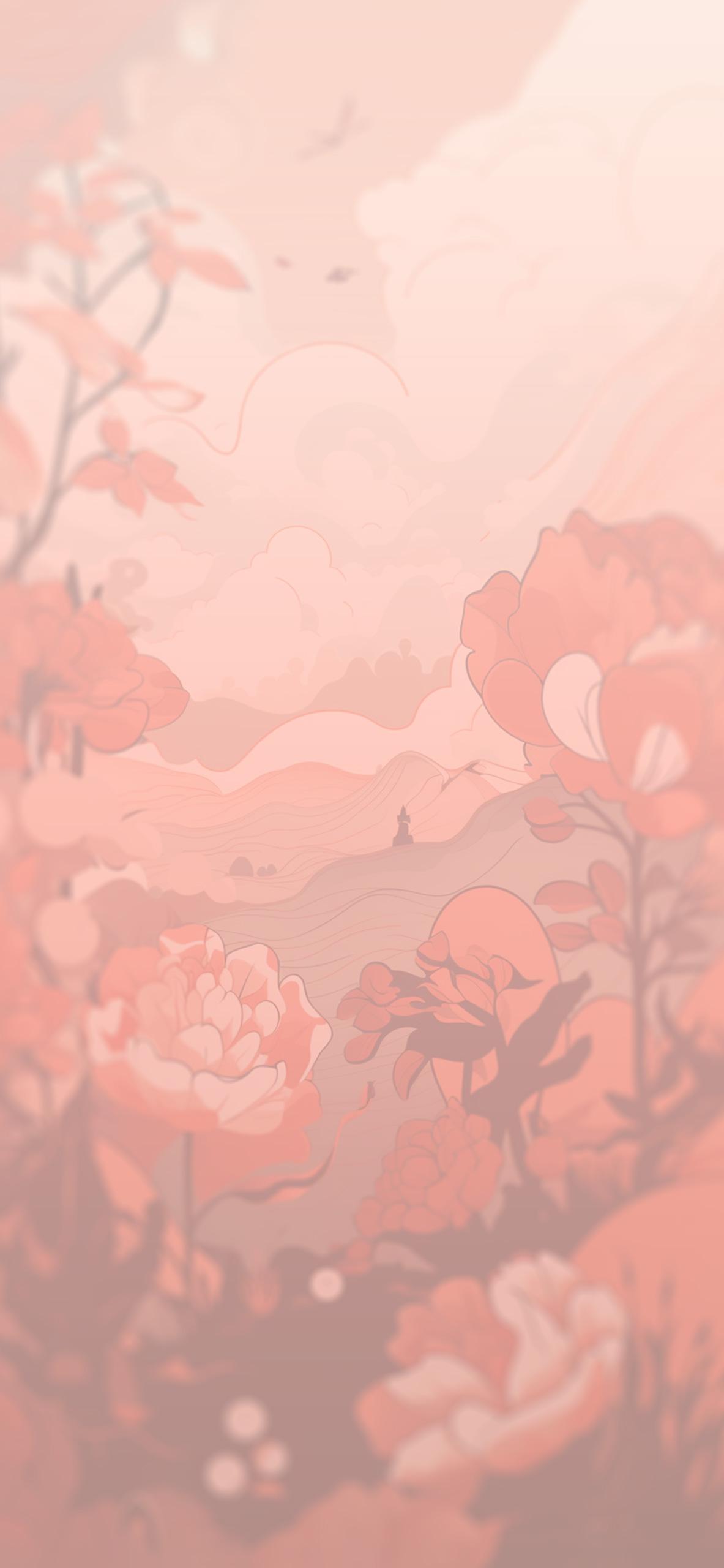 1183x2560 Soft, muted flower drawing