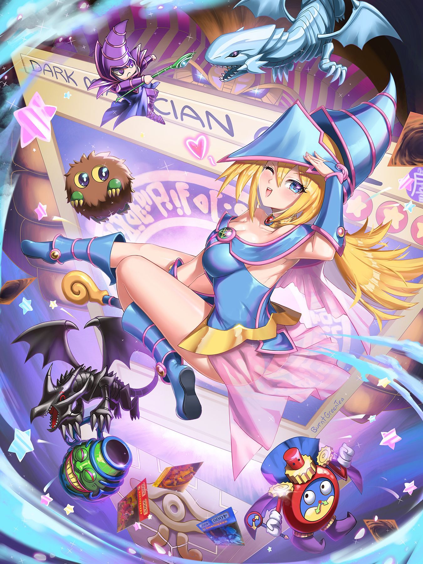 1350x1800 Dark Magician Girl, Kuriboh, Dark Magician, Blue Eyes White Dragon, Osiris The Sky Dragon, And 6 More (yu Gi Oh! And 1 More) Drawn