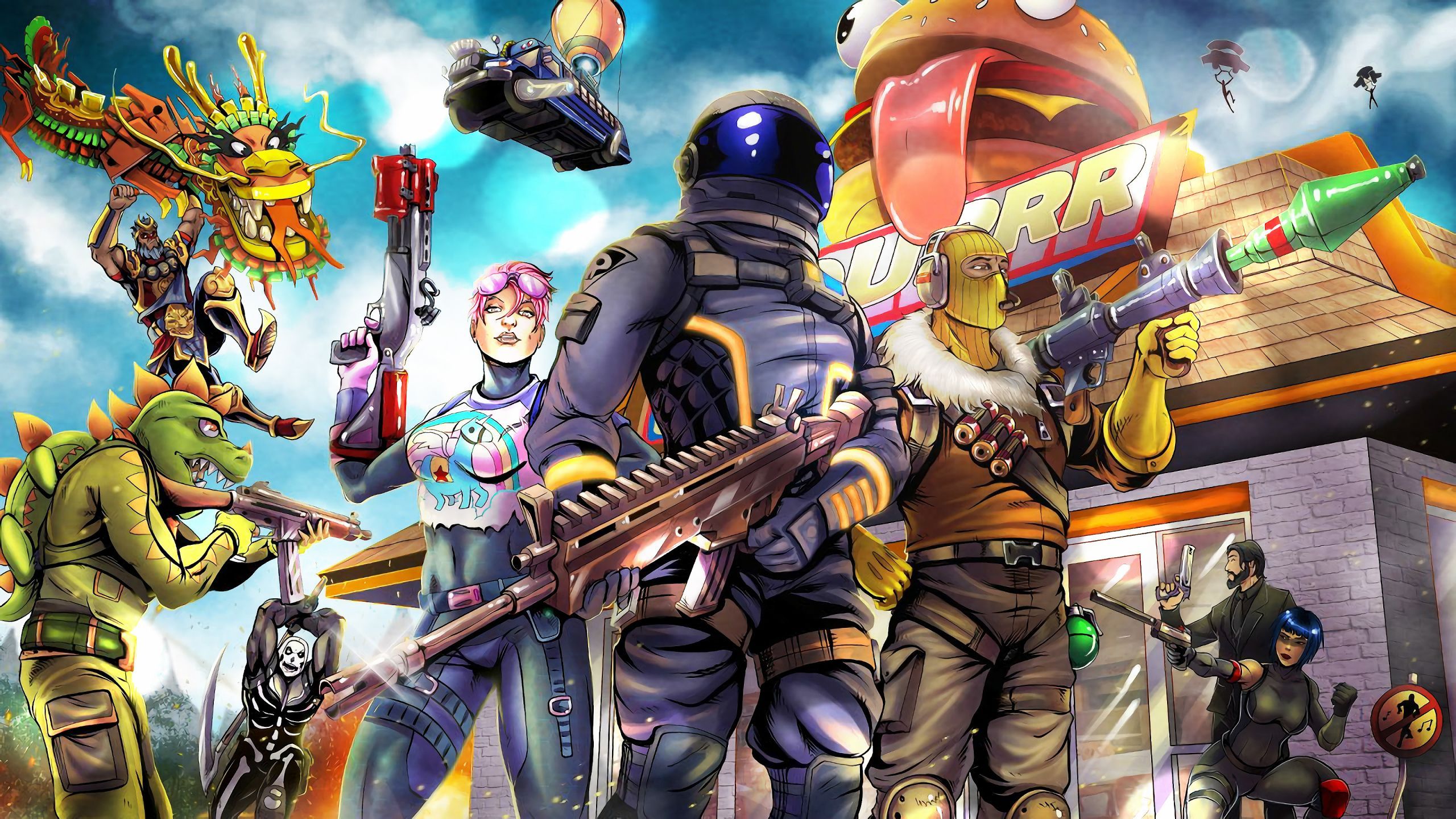 2560x1440 Download wallpaper 2560x1440 video game, fortnite, art, dual wide 16:9 2560x1440 HD background, 9652