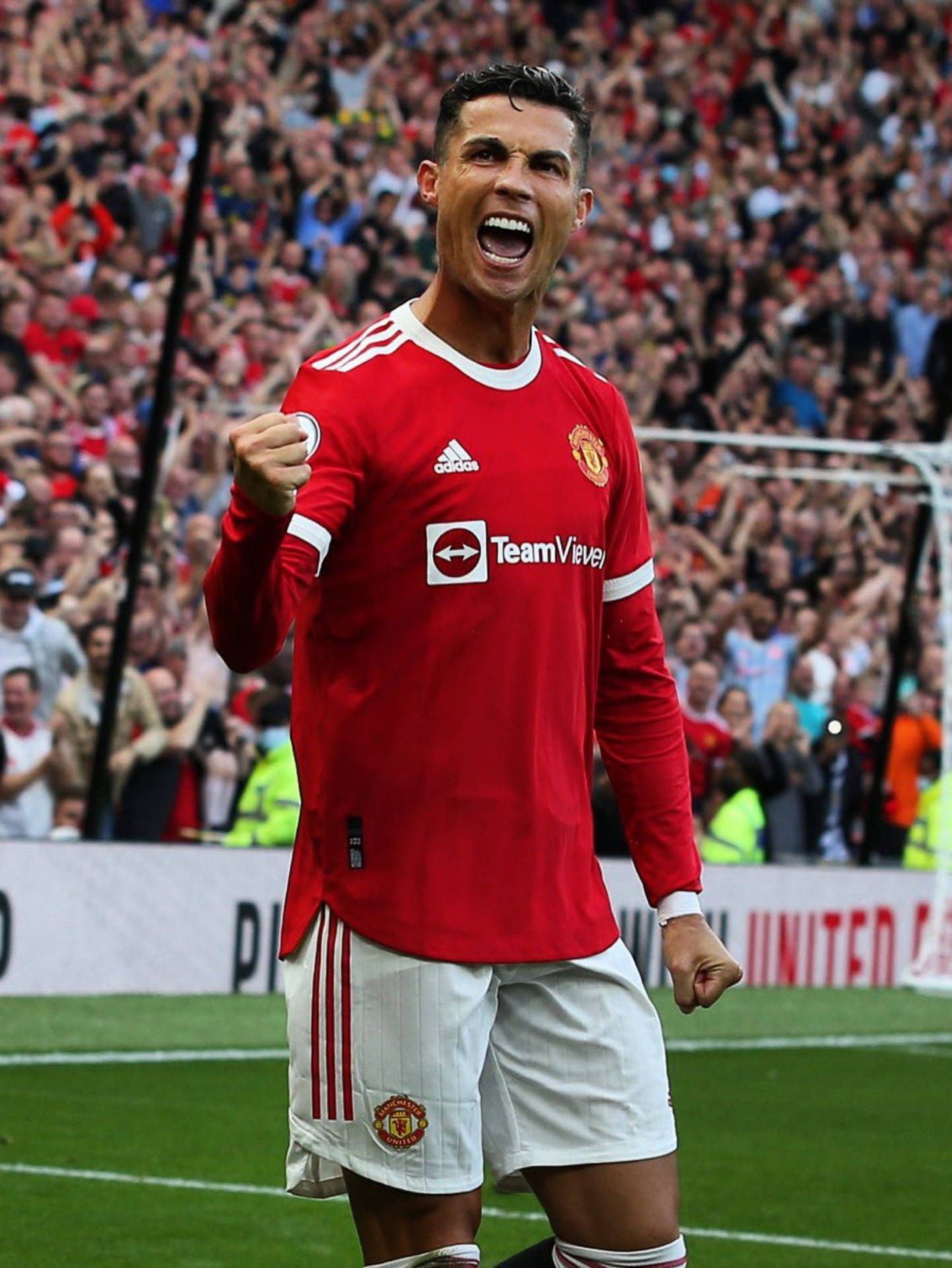 1442x1920 Download Cristiano Ronaldo Manchester United Goal Shot Wallpaper