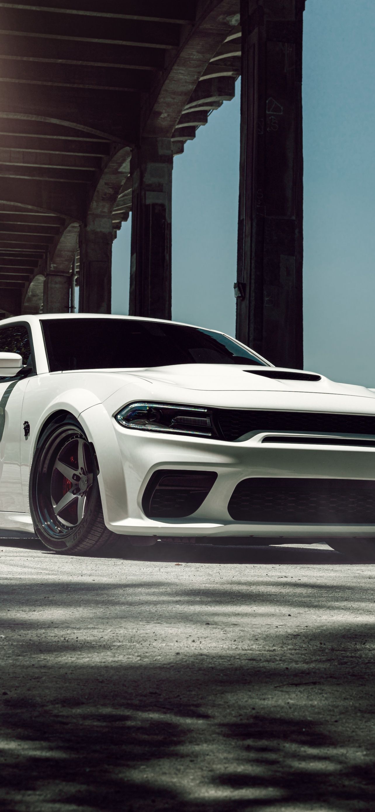 1284x2778 Dodge Challenger SRT Hellcat Widebody Wallpaper 4K, White cars, 5K, 8K