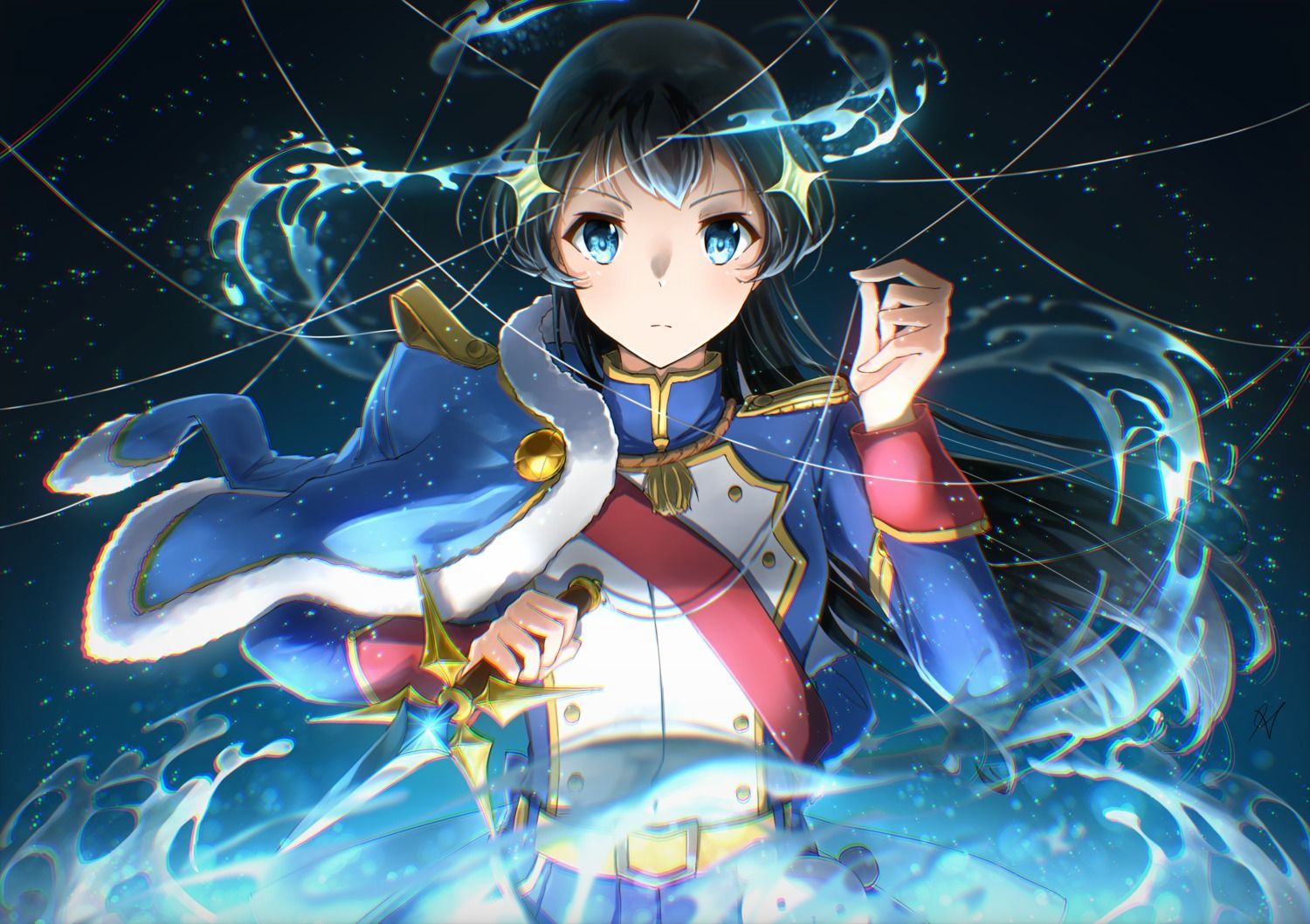 1500x1058 aoi hane shoujo kageki revue starlight shoujo kageki revue starlight -re live- kagura hikari uniform weapon