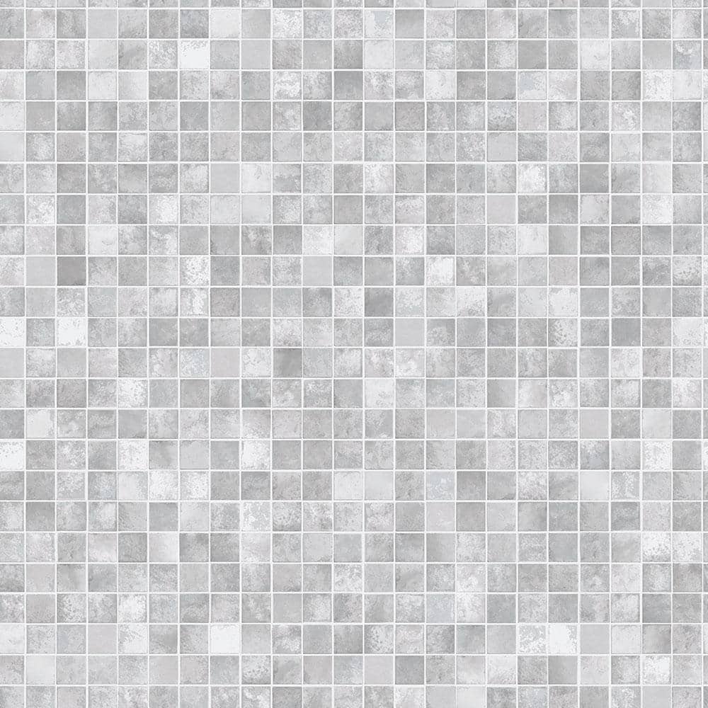 1000x1000 Tempaper Mosaic Tiles Grey Peel and Stick Wallpaper (Covers 56 sq. ft.) HD598 Home Depot